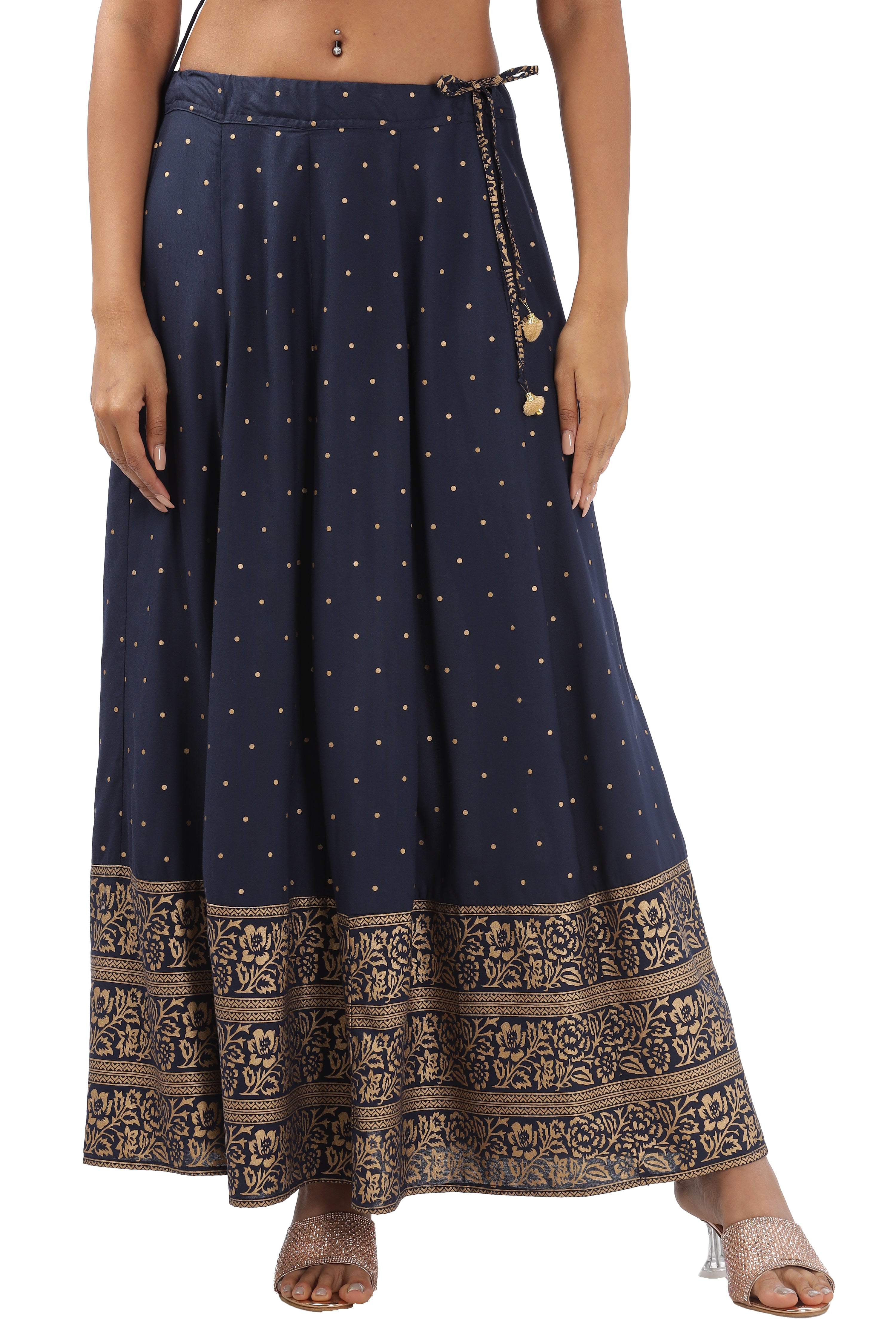 INAKSHINI Rust & Blue Foil Print Indo Western
