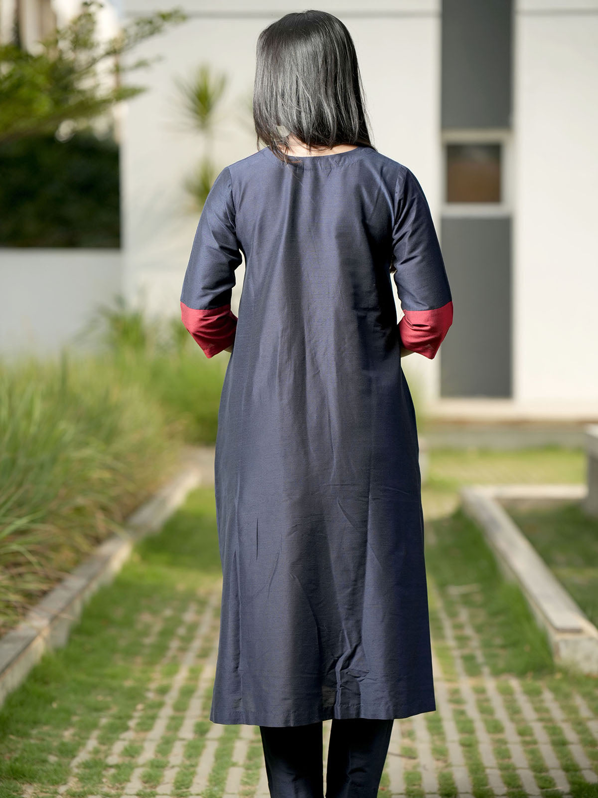 INAKSHINI Navy Blue Kurta with Straight Pant | Kurti Set for Woman