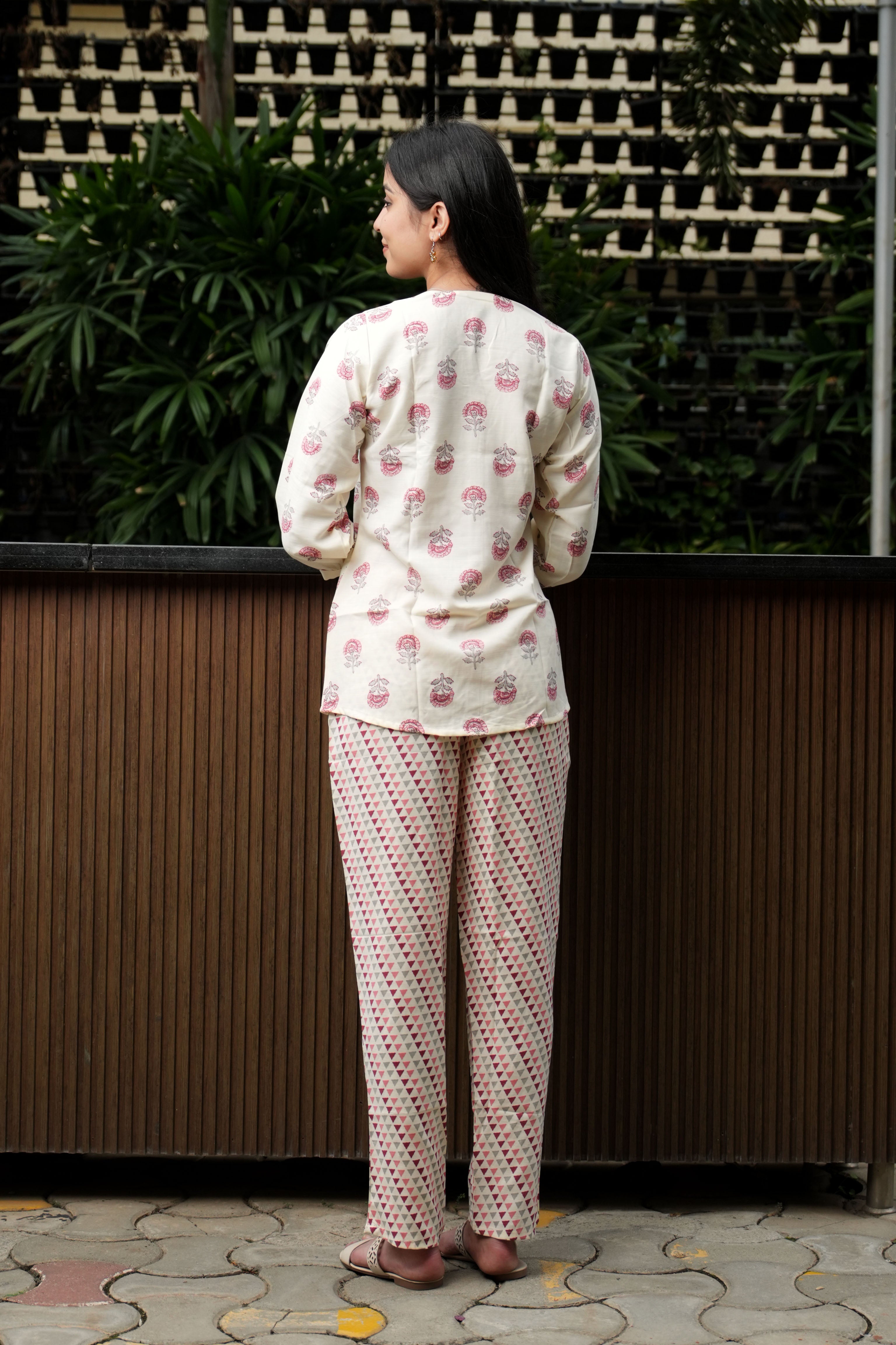 OJASWITA Off White Printed Co-rd set
