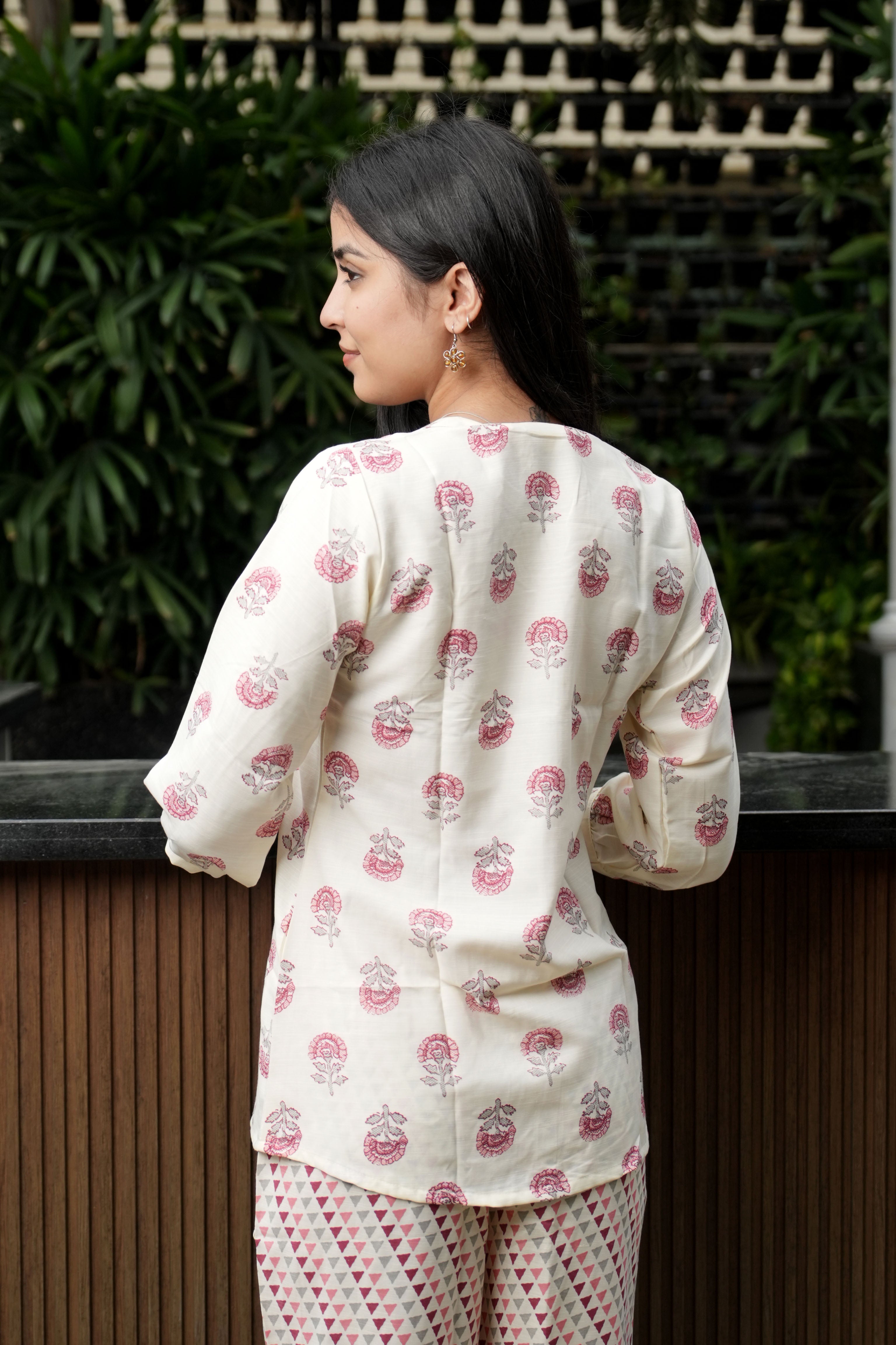 OJASWITA Off White Printed Co-rd set