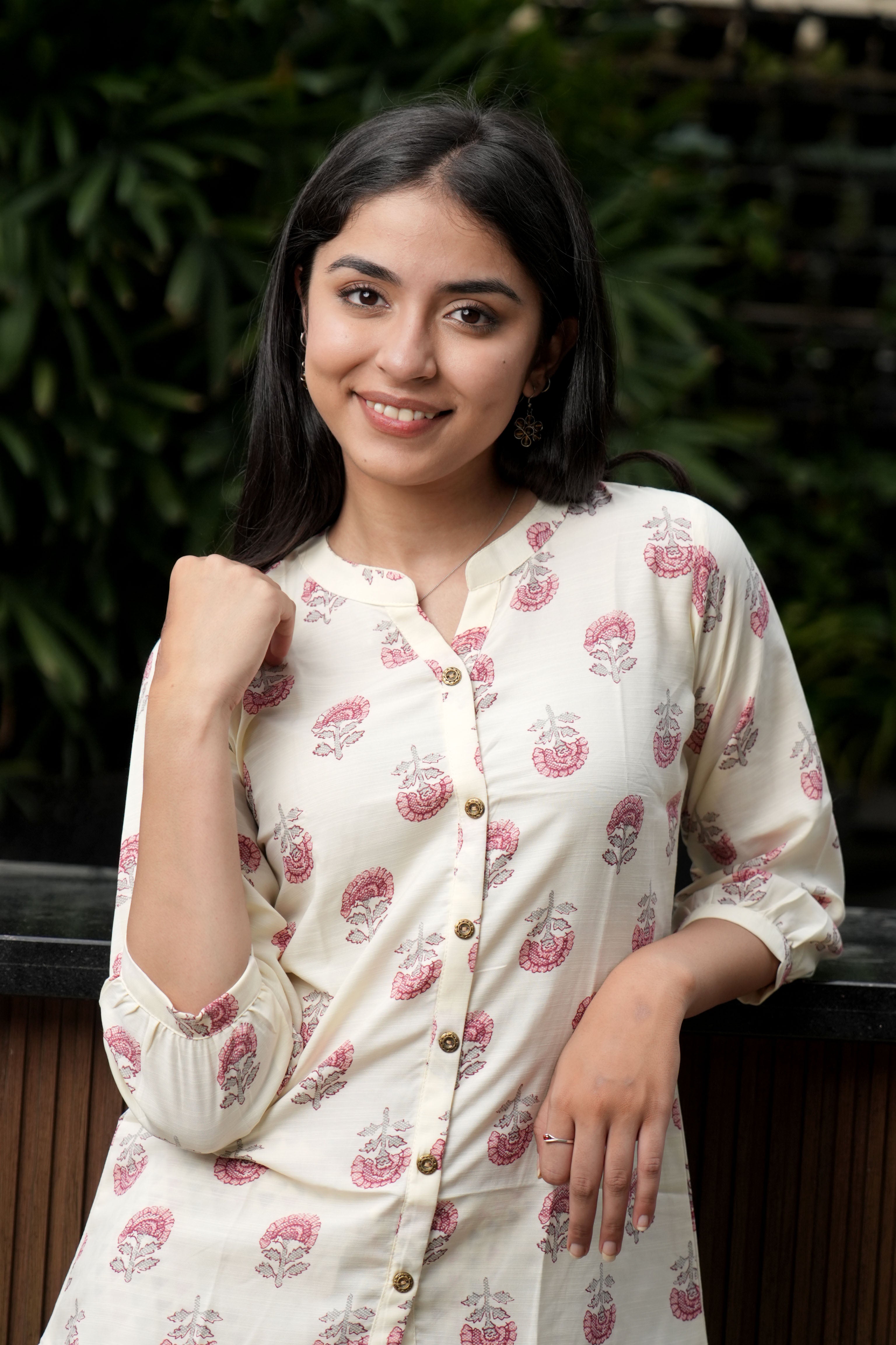 OJASWITA Off White Printed Co-rd set