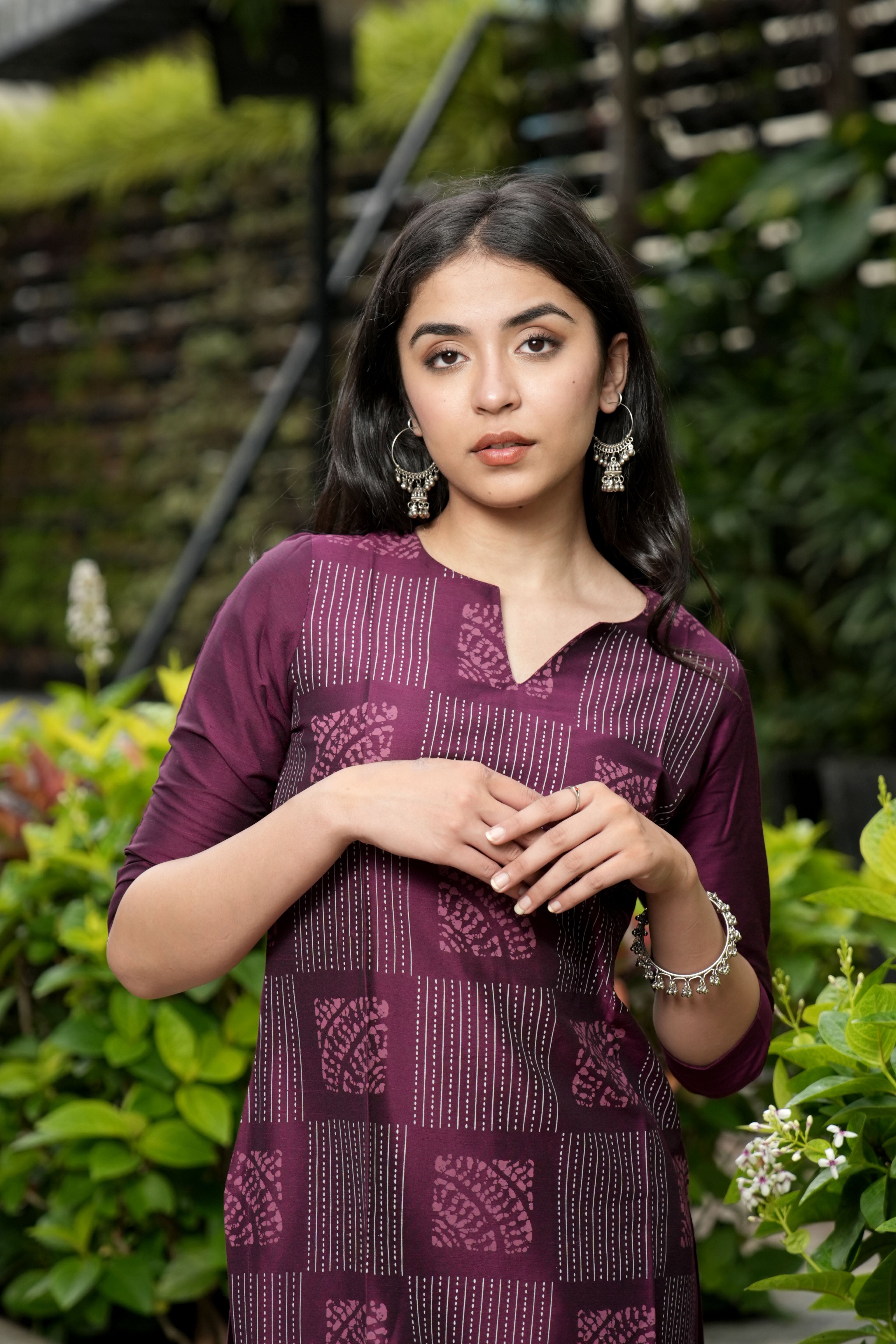 INAKSHINI Straight Mauve Kurti Set