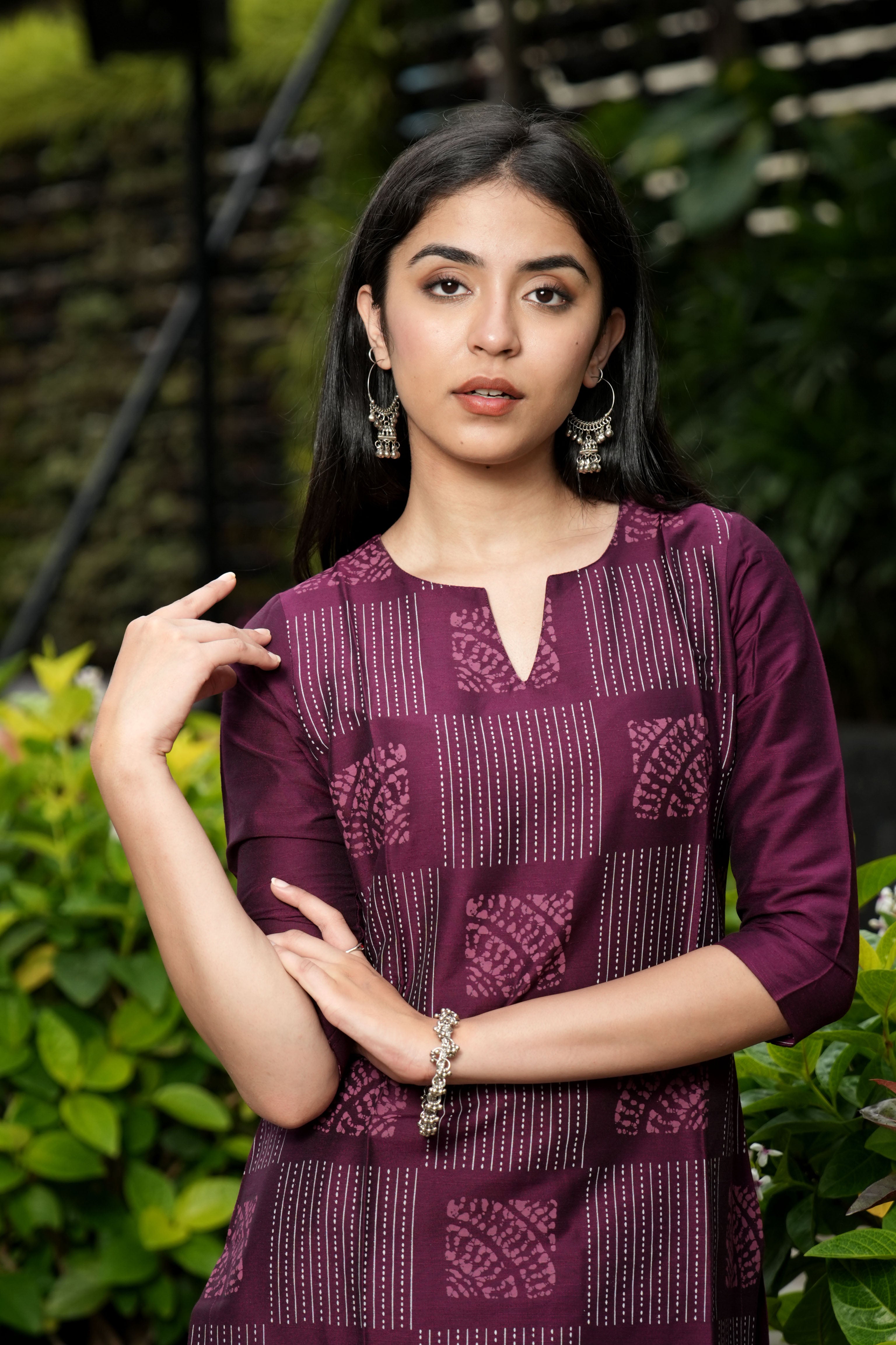 INAKSHINI Straight Mauve Kurti Set