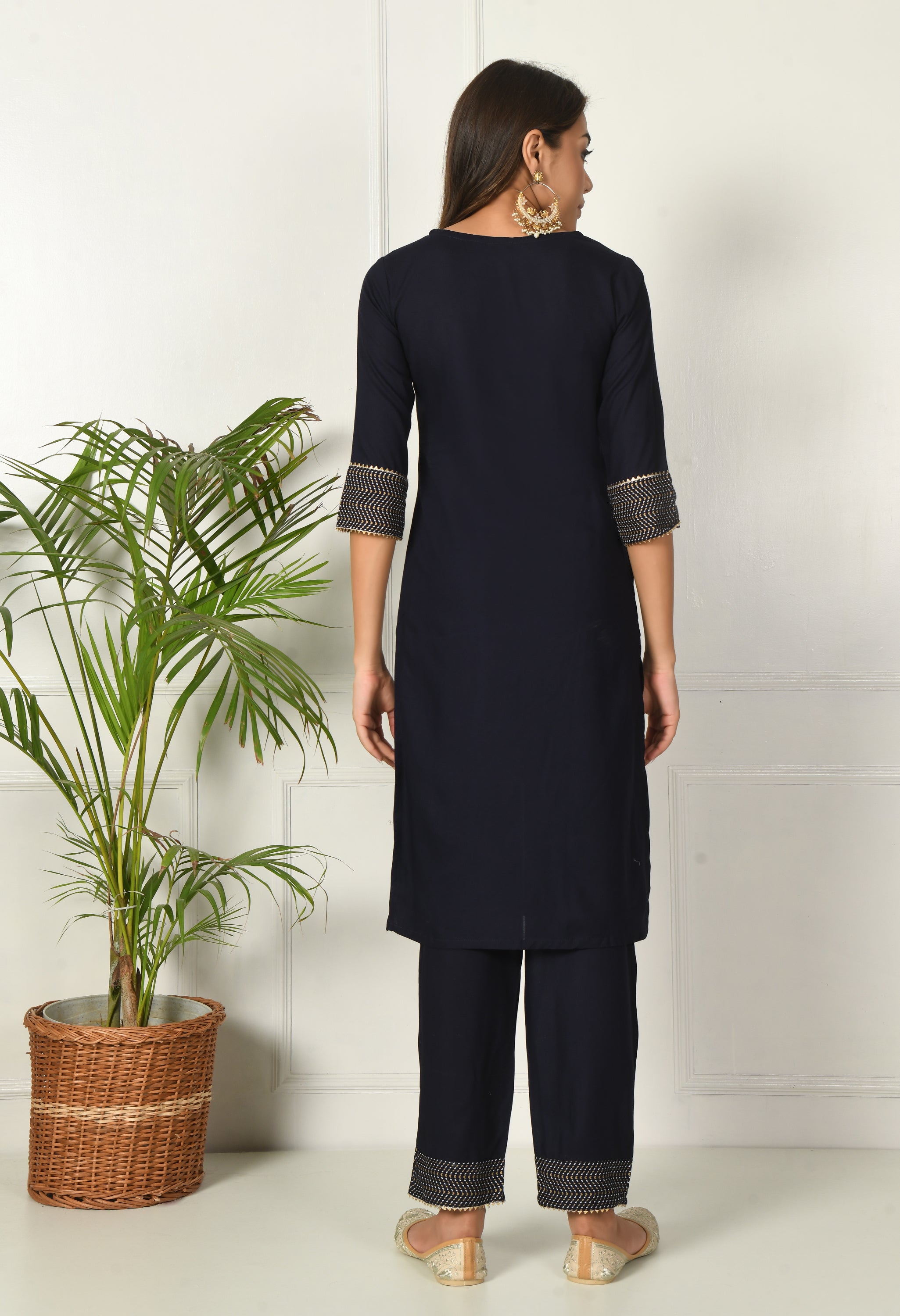 OJASWITA Black Solid Kurti Set with Duppata