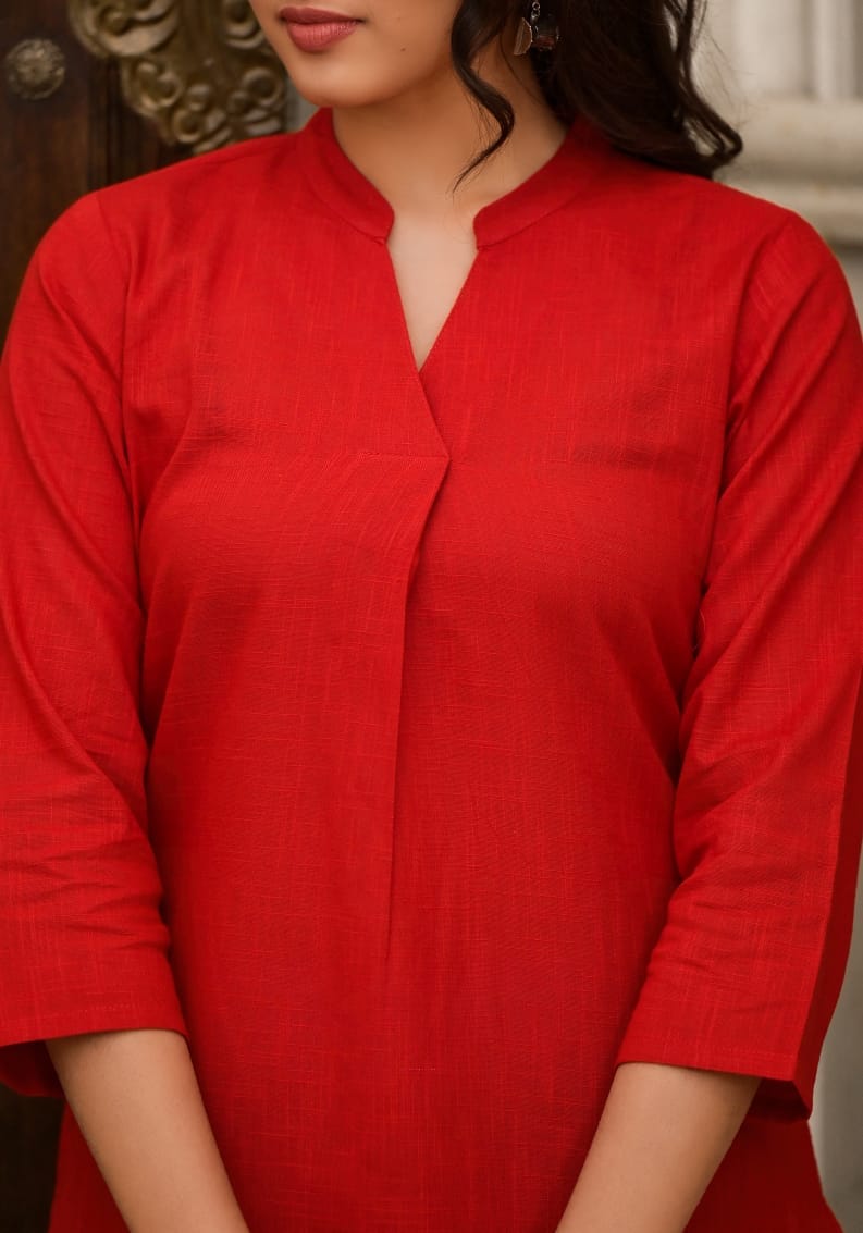 OJASWITA Solid Red Co-rd set