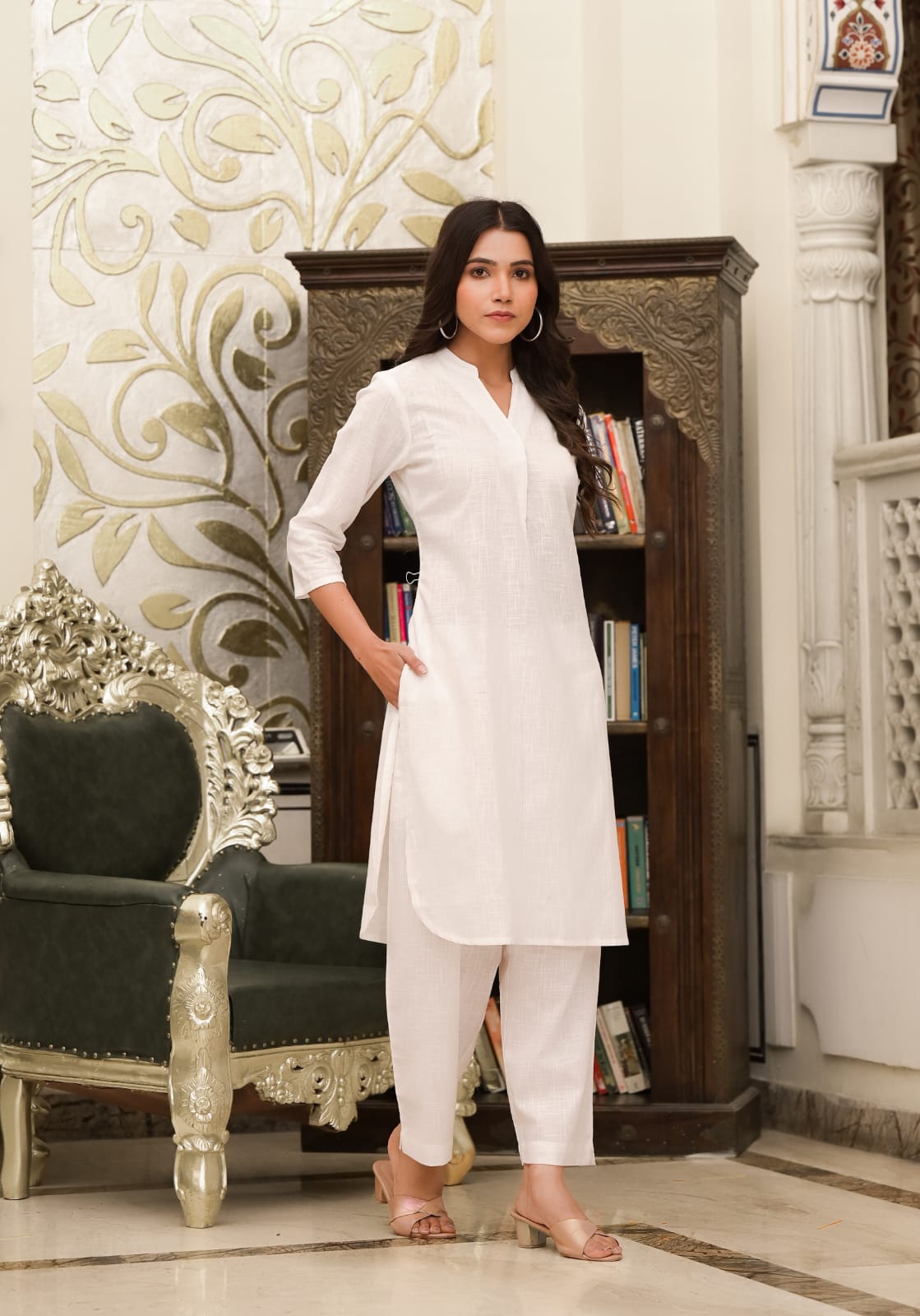 OJASWITA Solid White Co-rd set