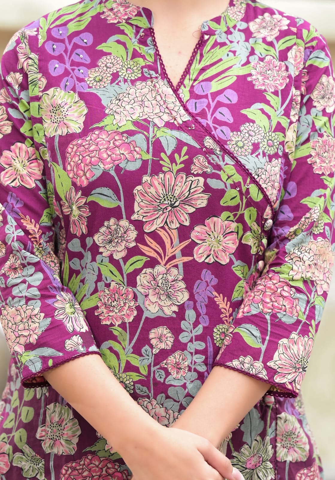 OJASWITA Angrakha Purple Kurti Set