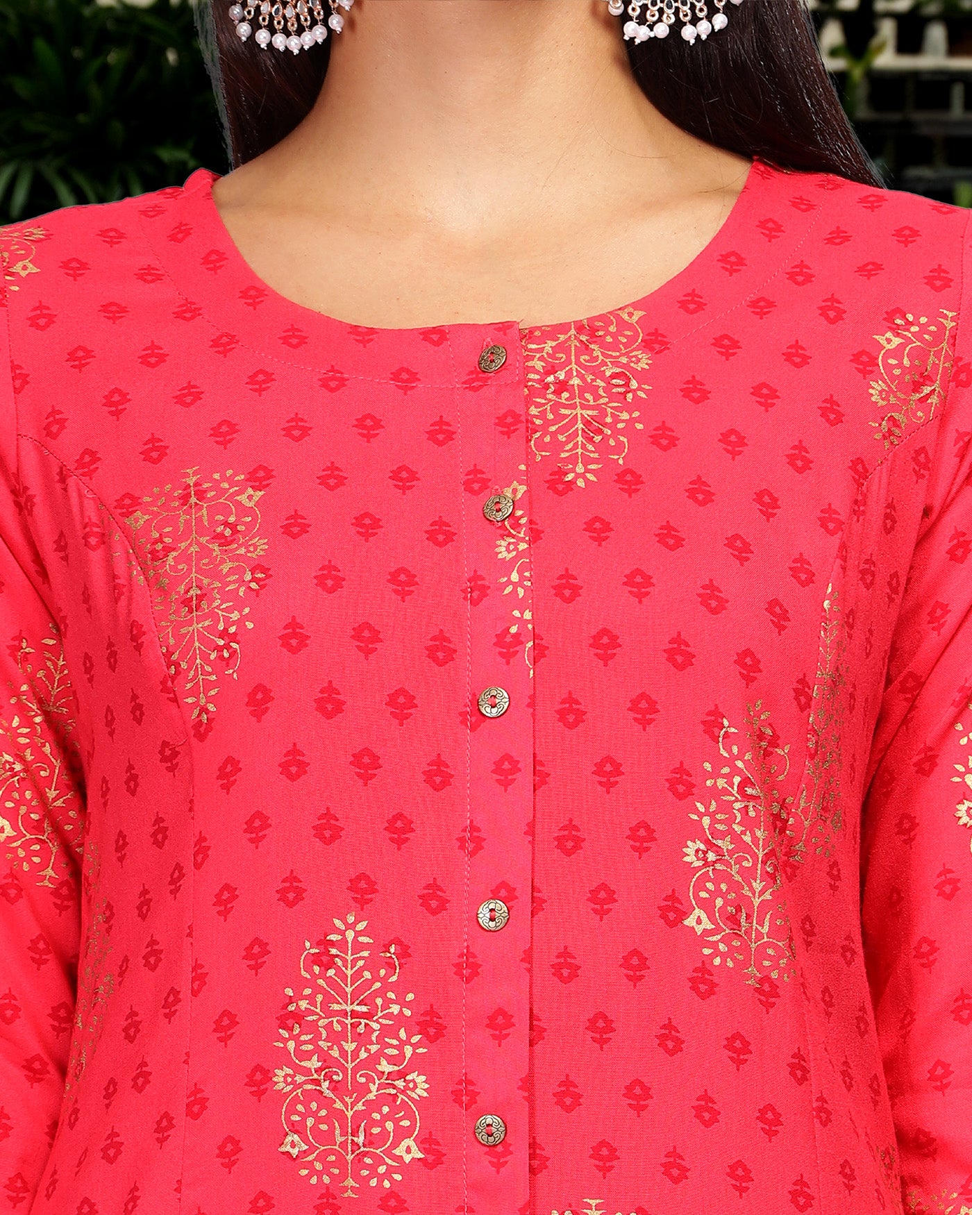 INAKSHINI Carrot Red Flared Kurti Set