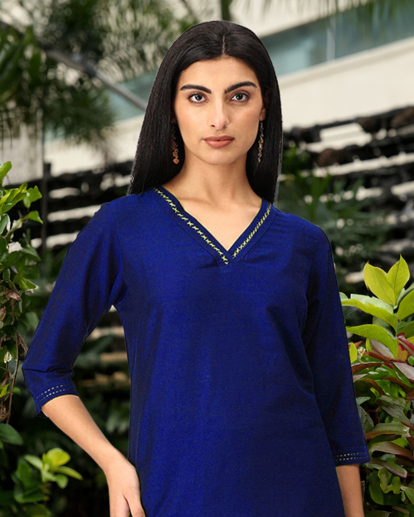 INAKSHINI Straight Royal Blue Kurti Set
