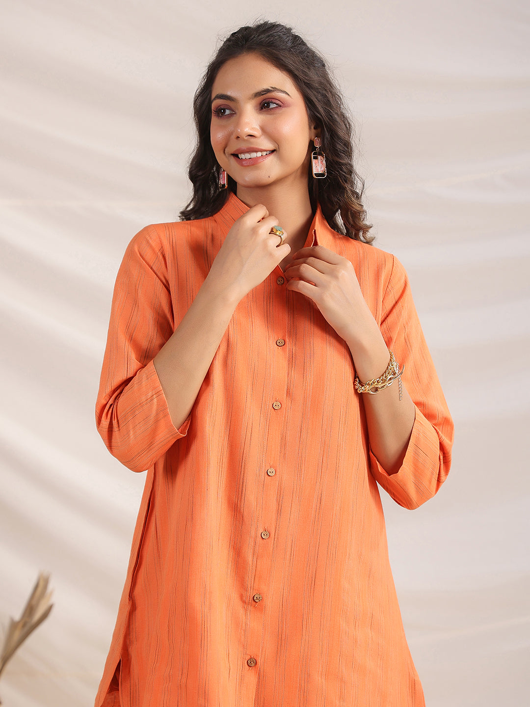 OJASWITA Solid Orange Co-rd set