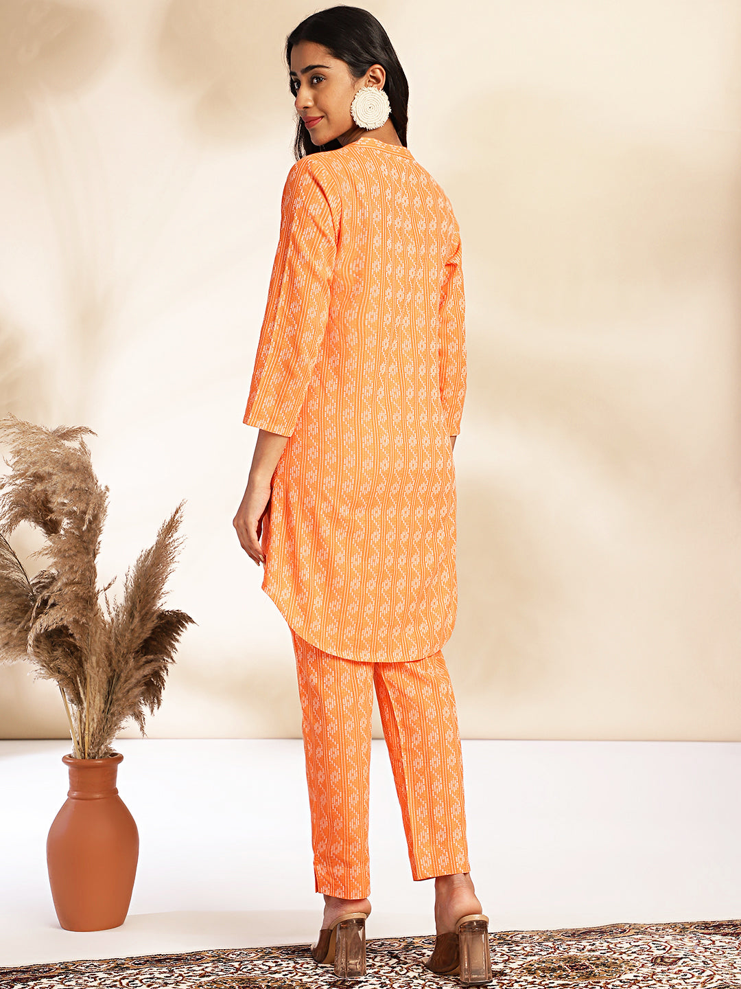 OJASWITA Orange Printed Co-rd set