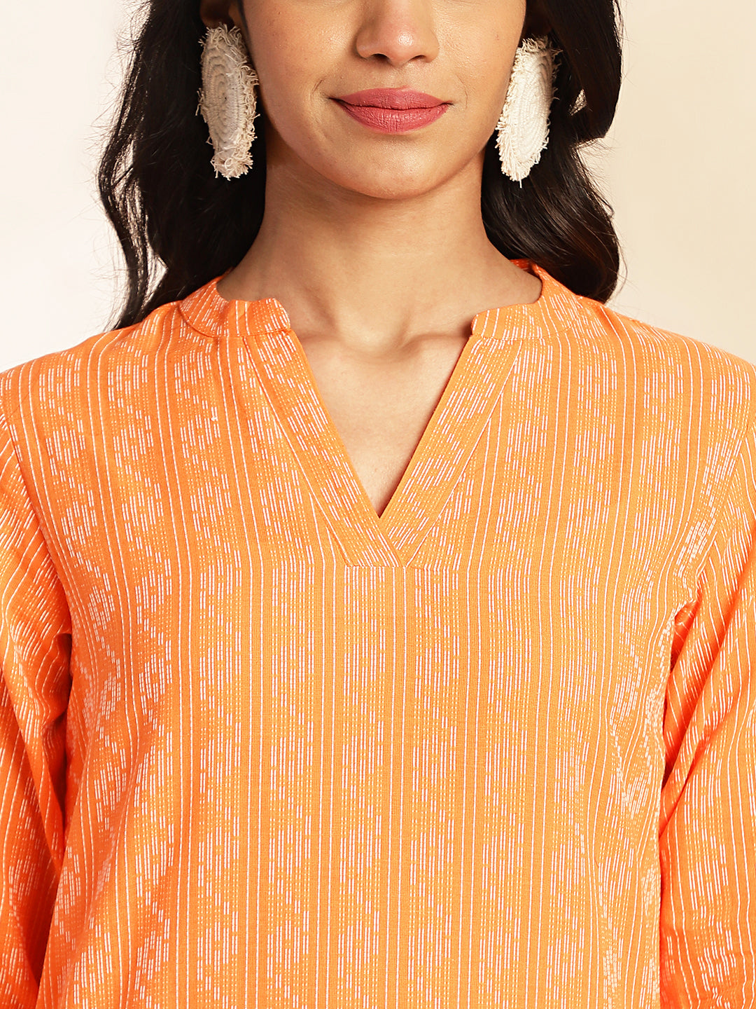 OJASWITA Orange Printed Co-rd set
