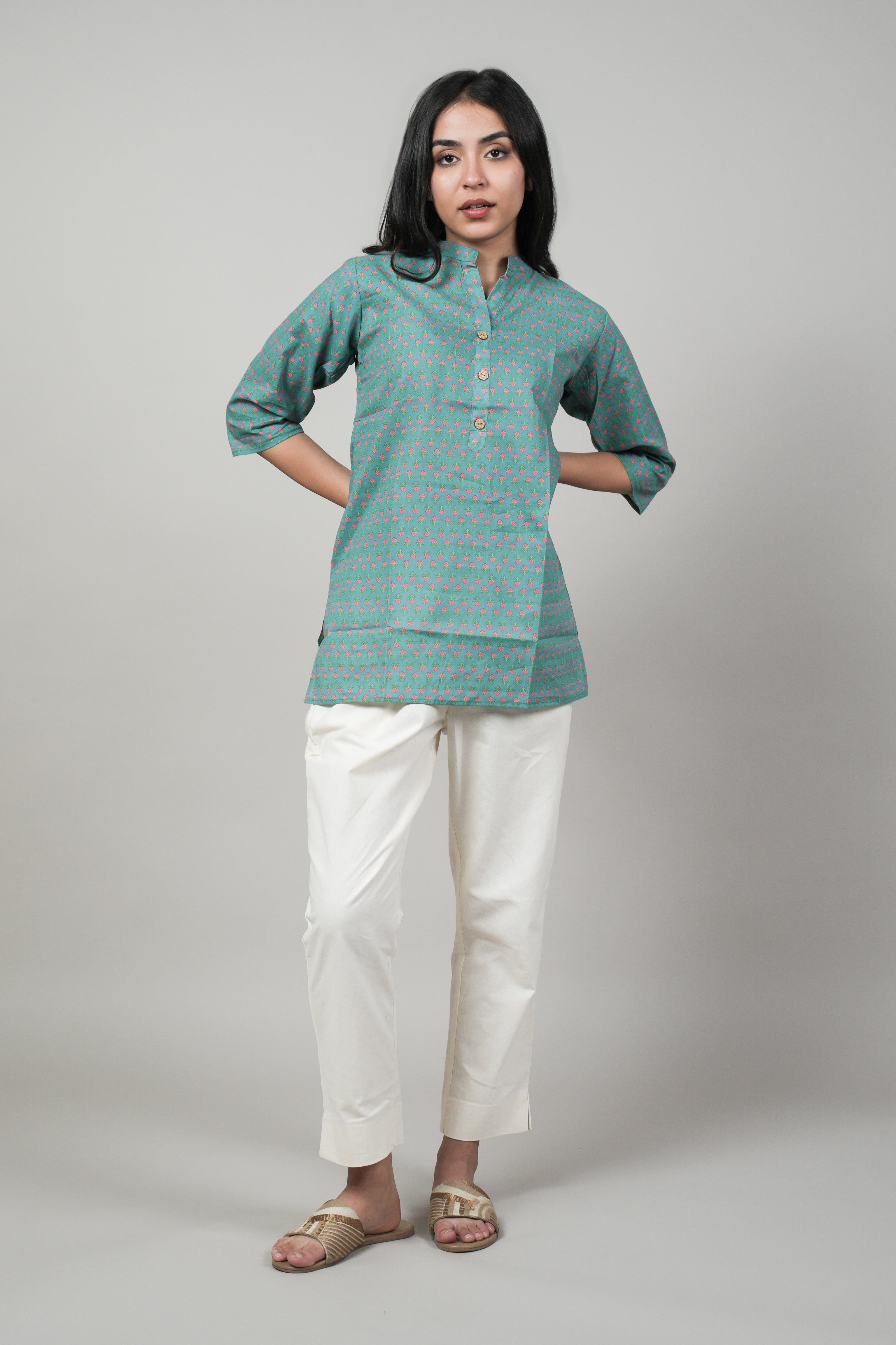 OJASWITA Green Short Kurti