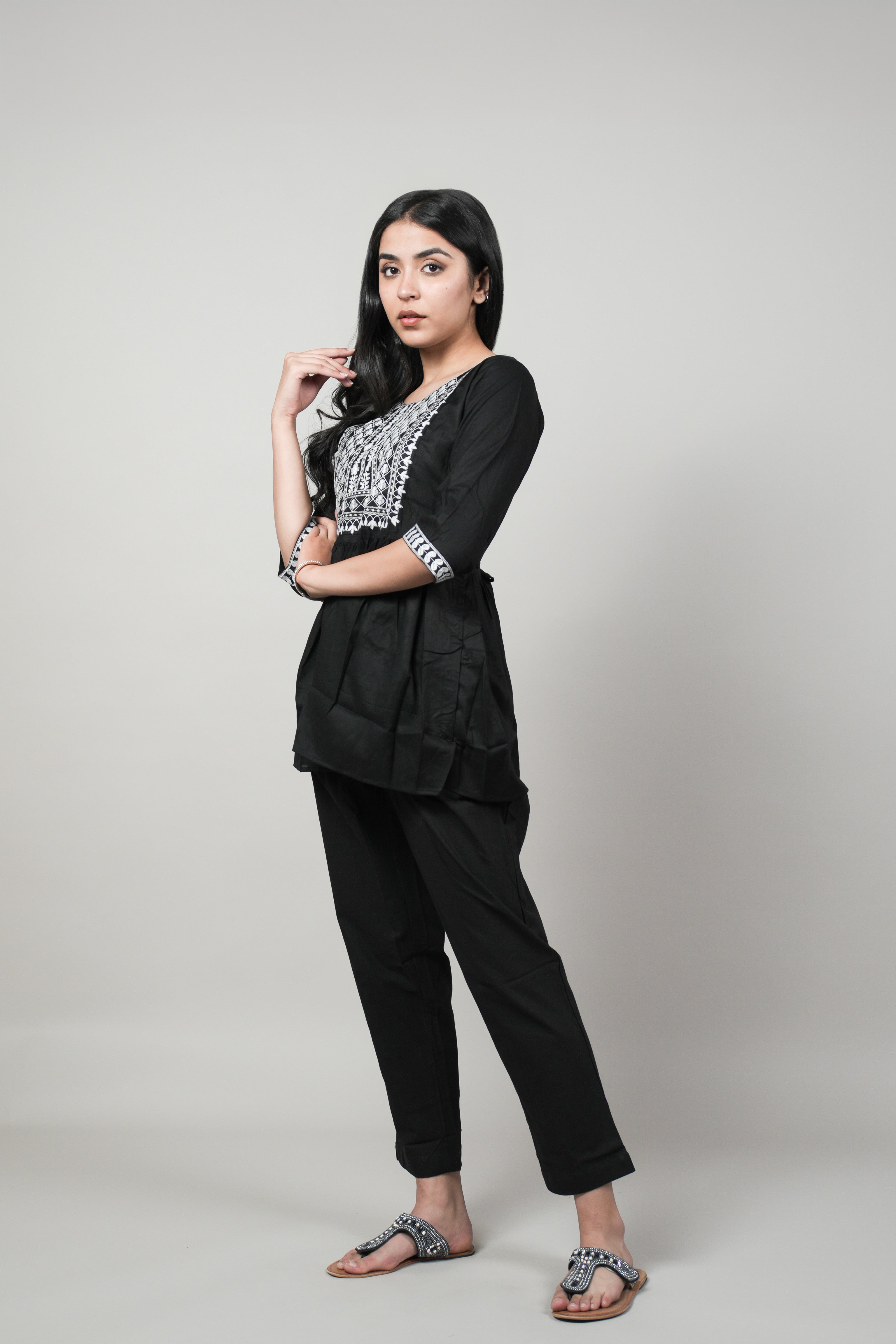 OJASWITA Black Short Kurti