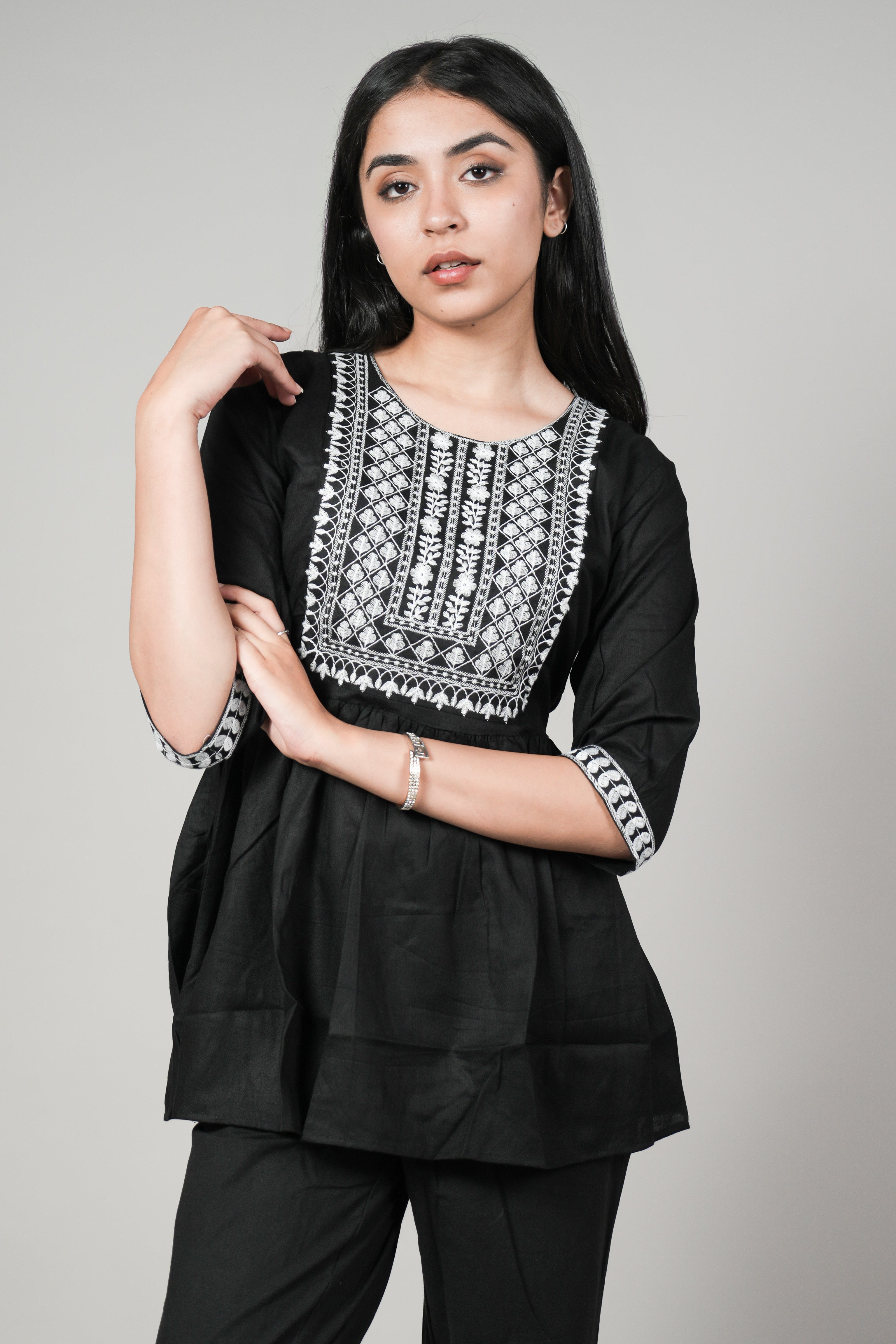 OJASWITA Black Short Kurti