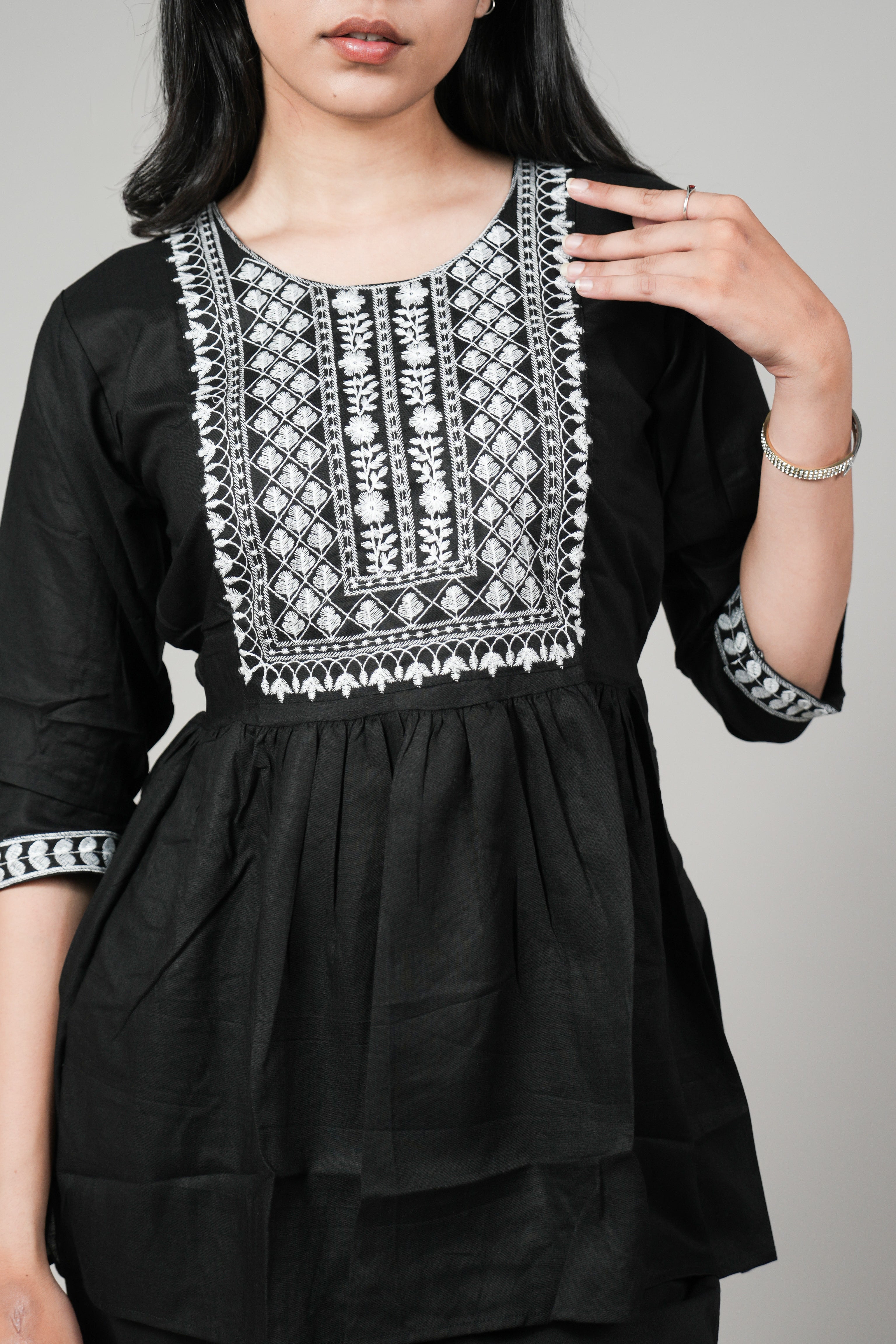 OJASWITA Black Short Kurti