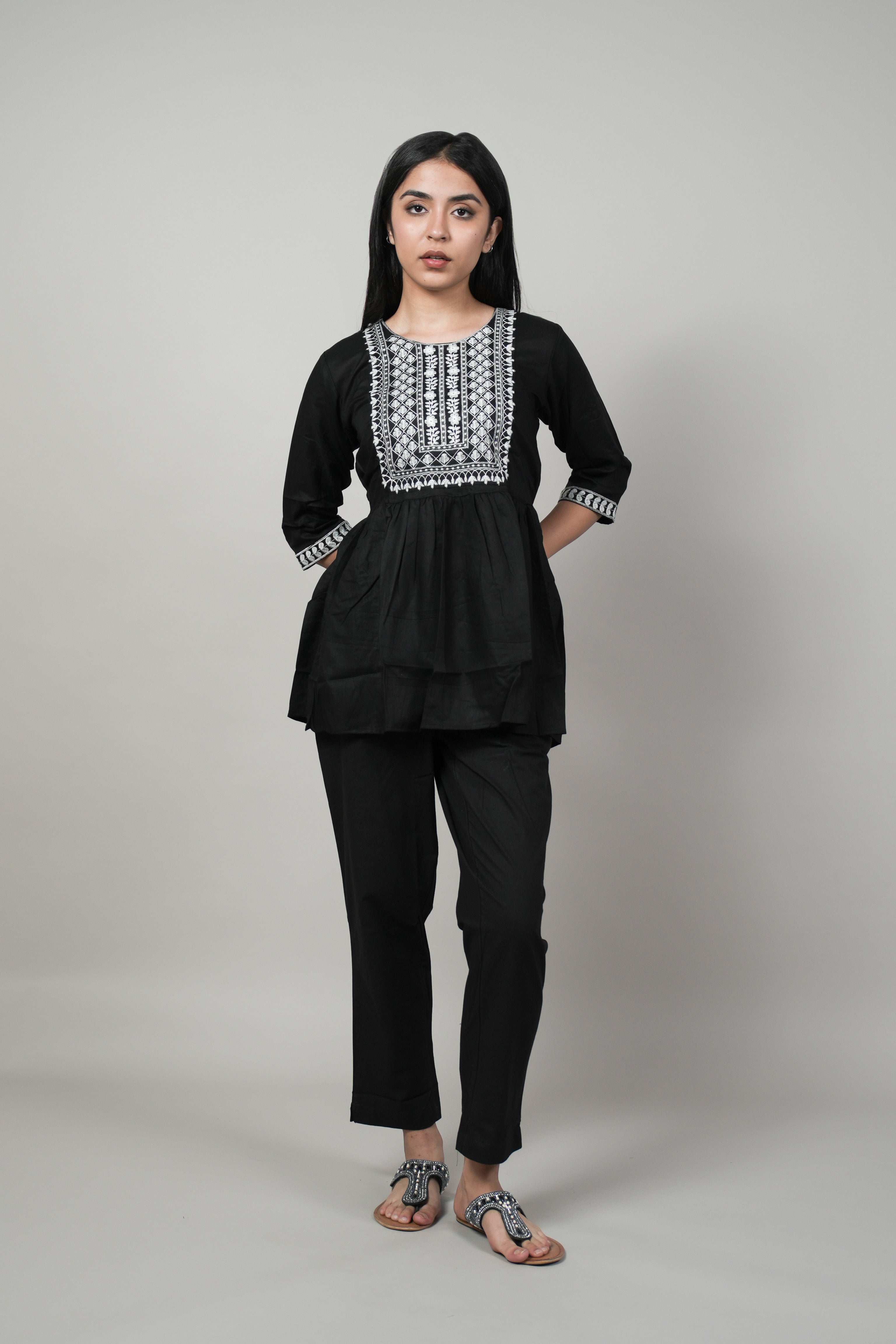 OJASWITA Black Short Kurti