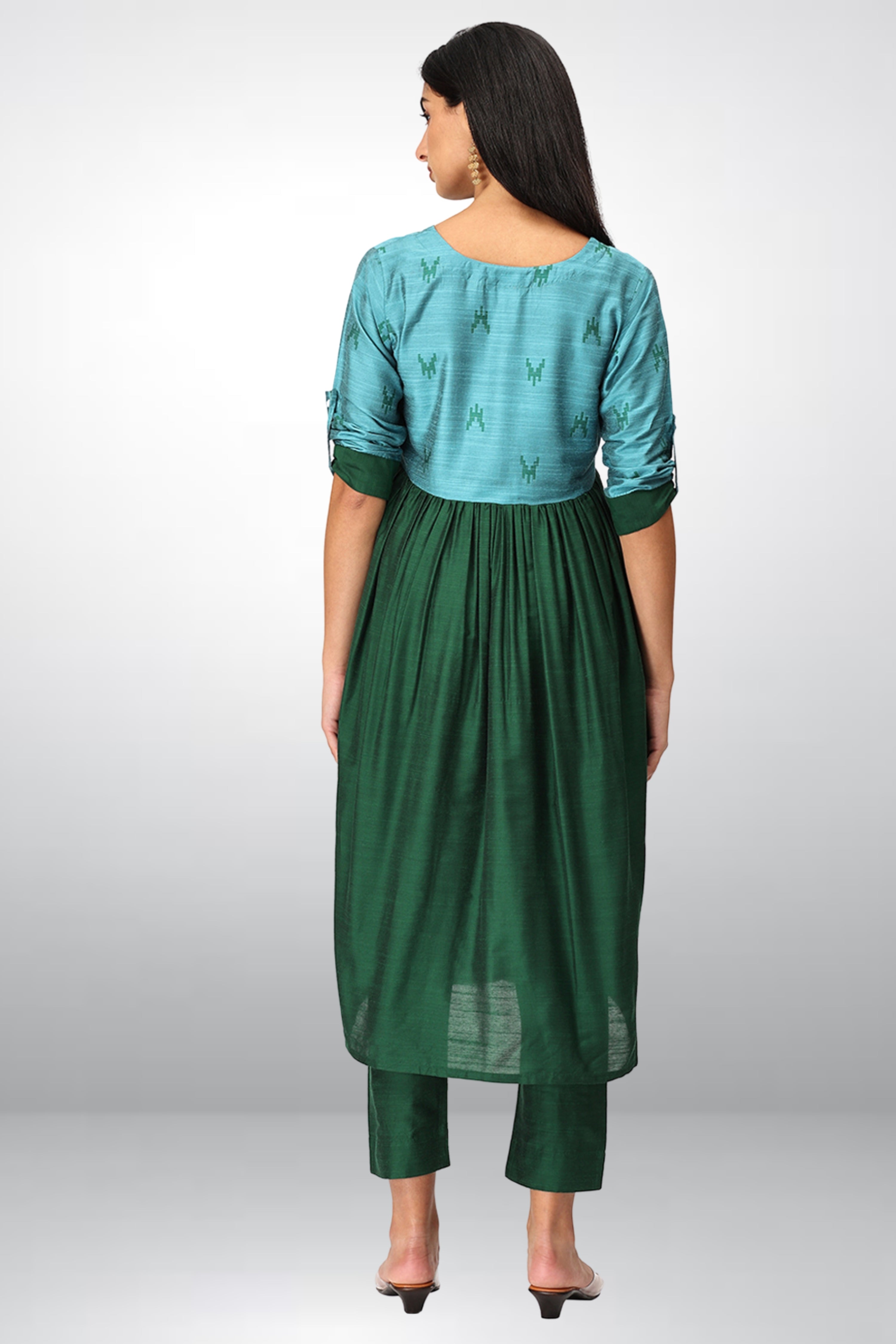 INAKSHINI Flared Green Kurti Set