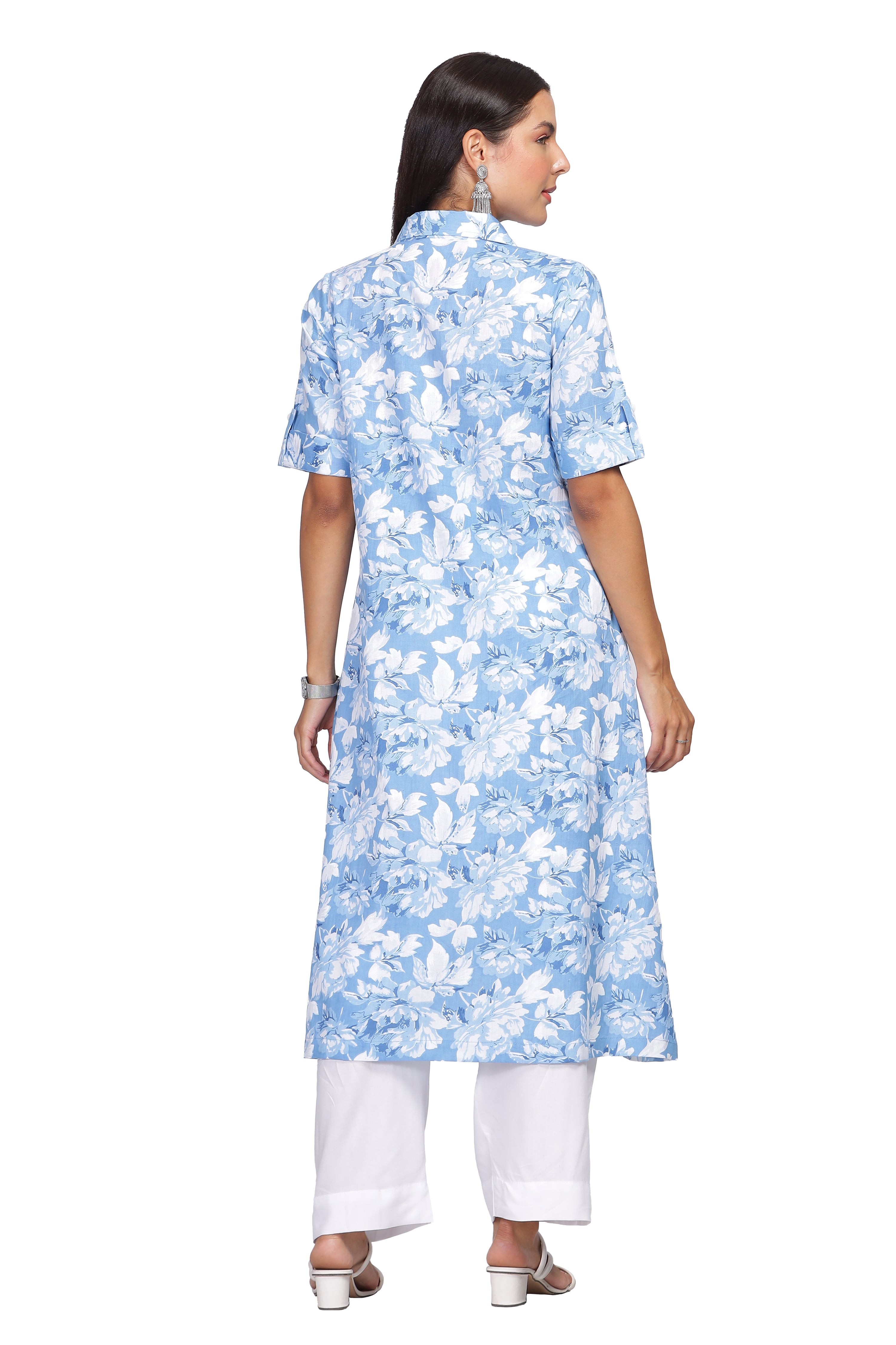 INAKSHINI Blue Floral Kurti Set