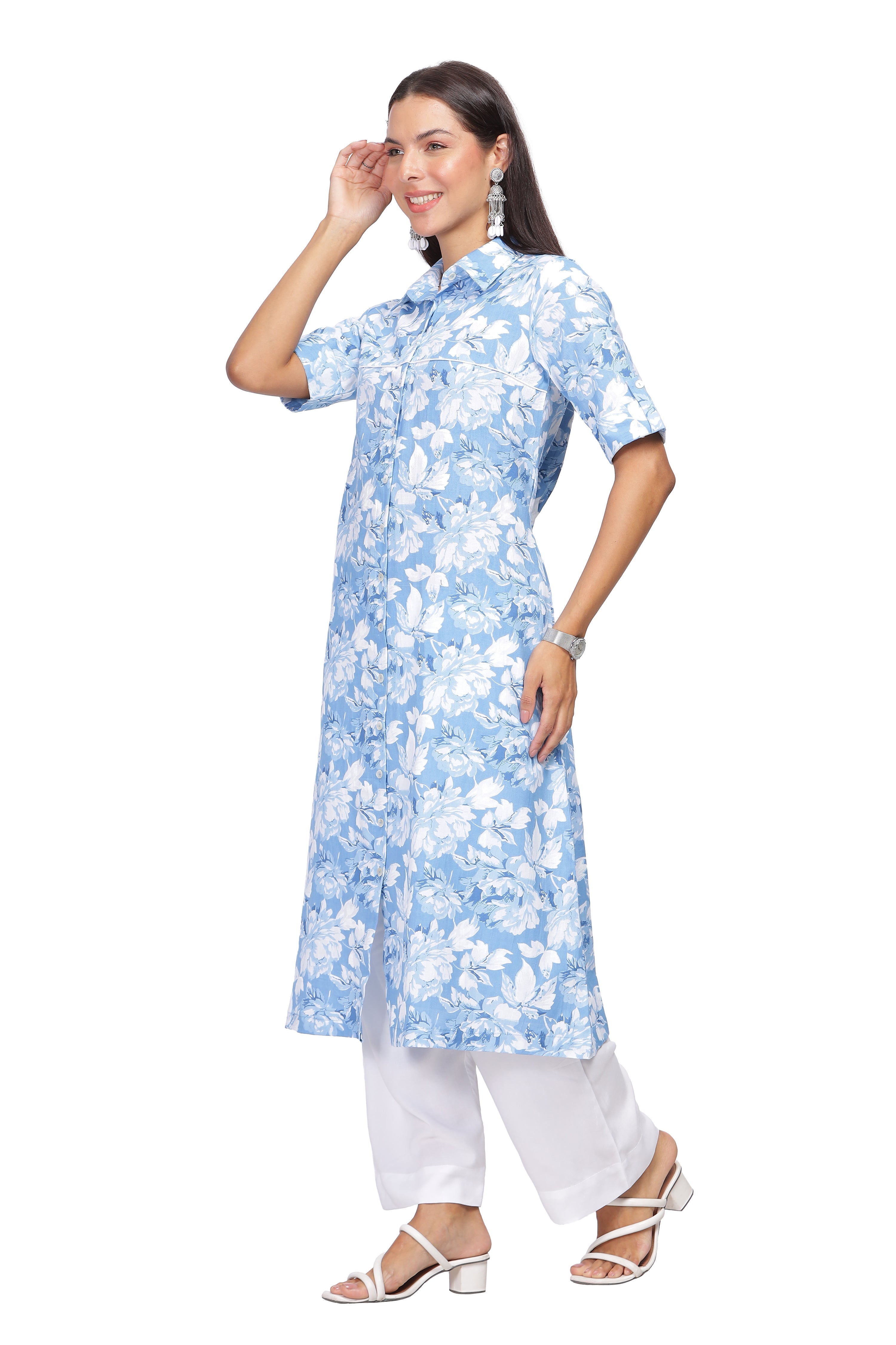 INAKSHINI Blue Floral Kurti Set