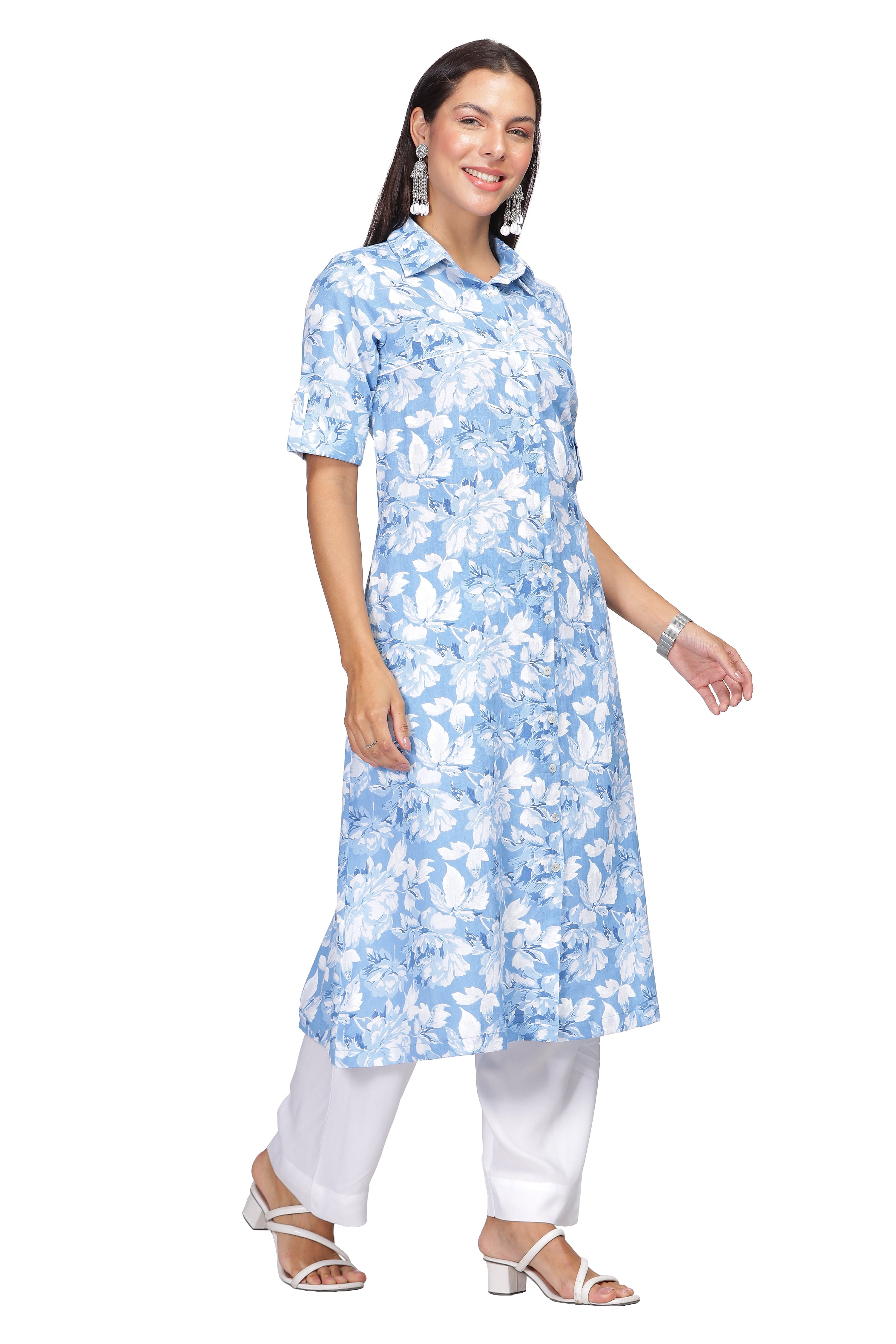 INAKSHINI Blue Floral Kurti Set