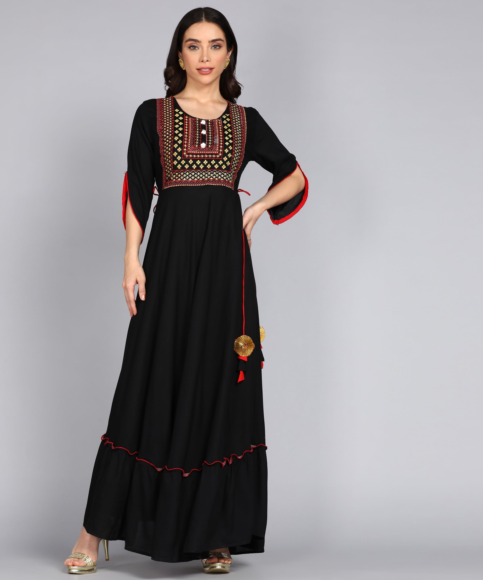 OJASWITA Black Solid Gown