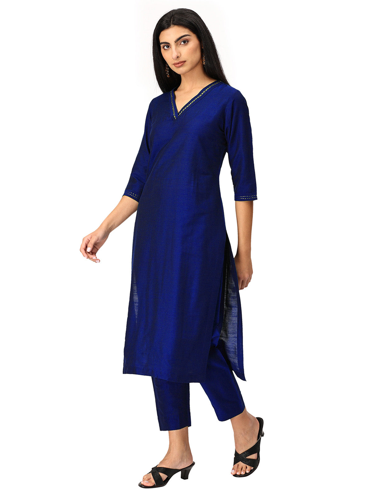 INAKSHINI Straight Royal Blue Kurti Set