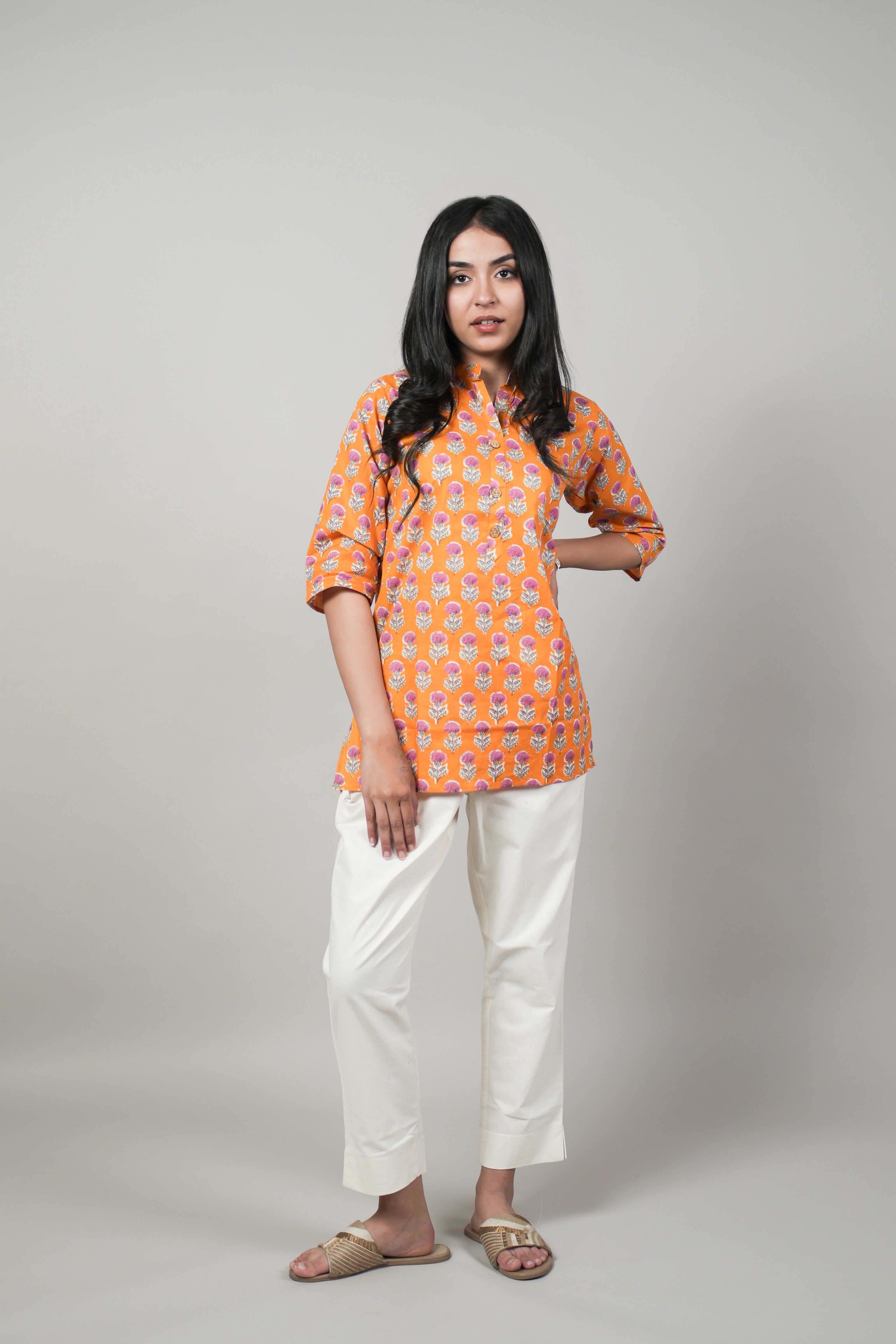 OJASWITA Yellow Short Kurti