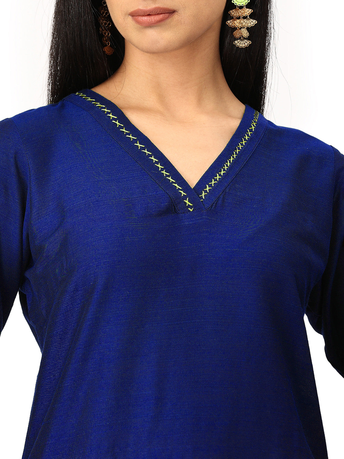 INAKSHINI Straight Royal Blue Kurti Set