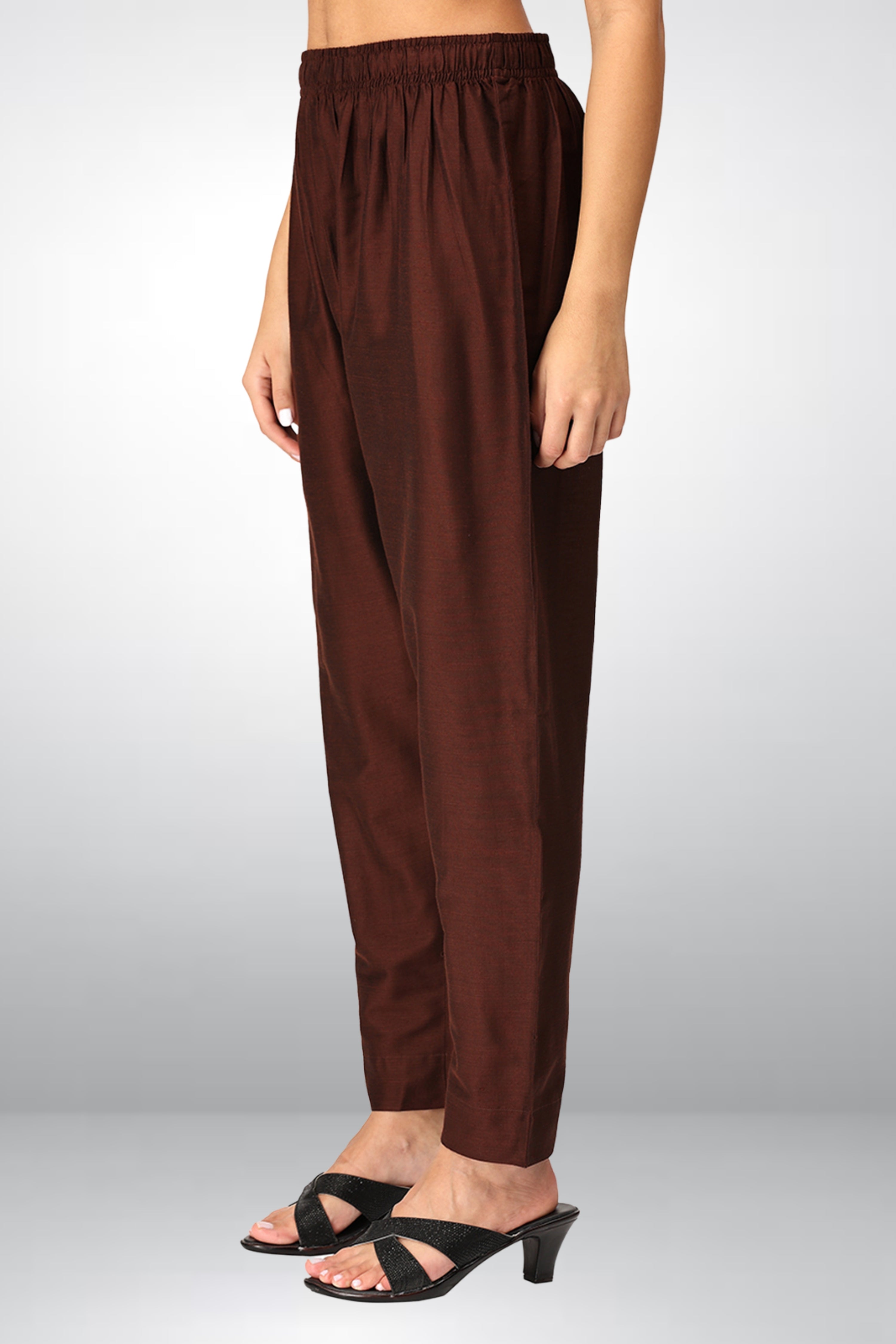 INAKSHINI Asymmetrical Solid Brown Kurti Set