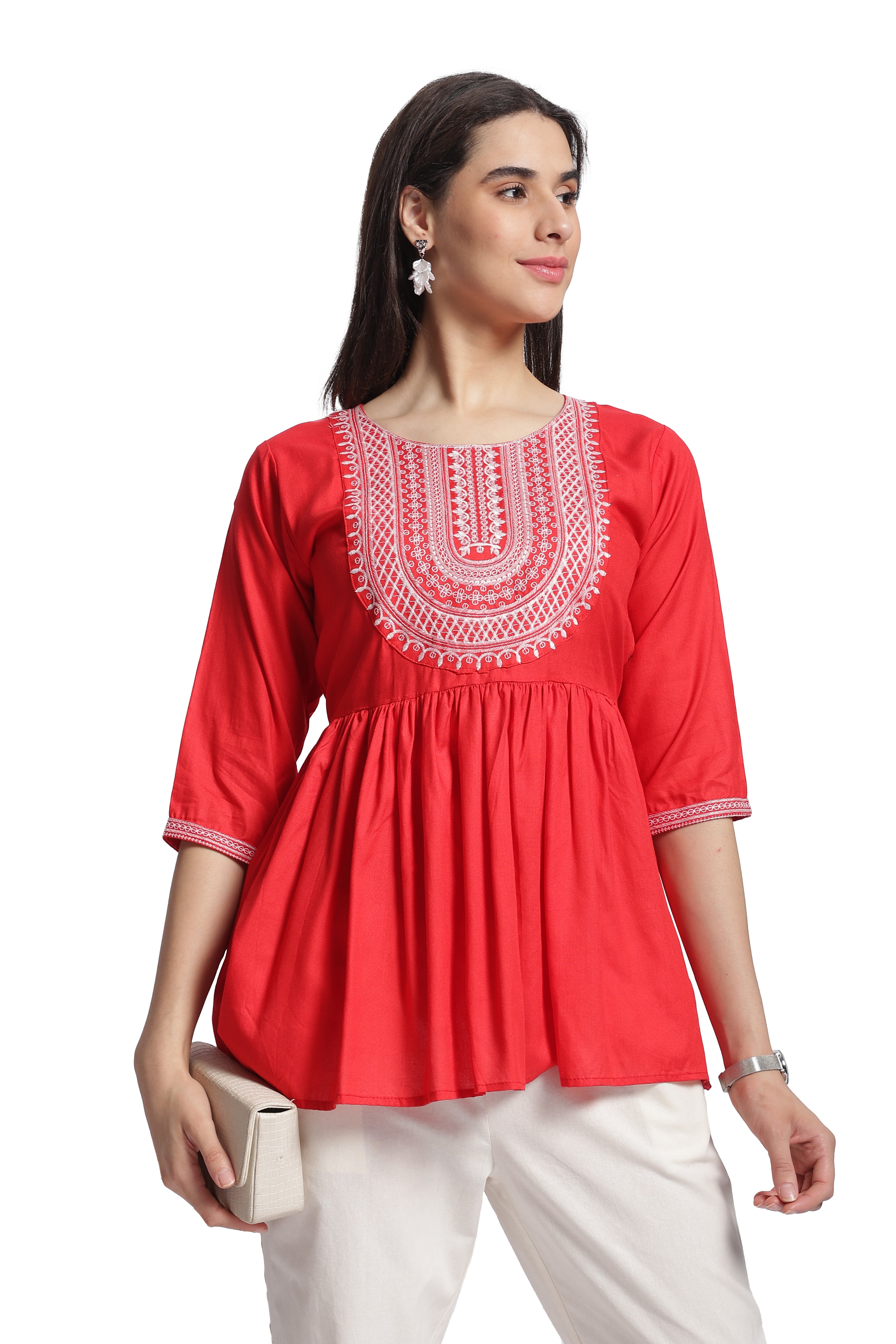 OJASWITA Red Short Kurti