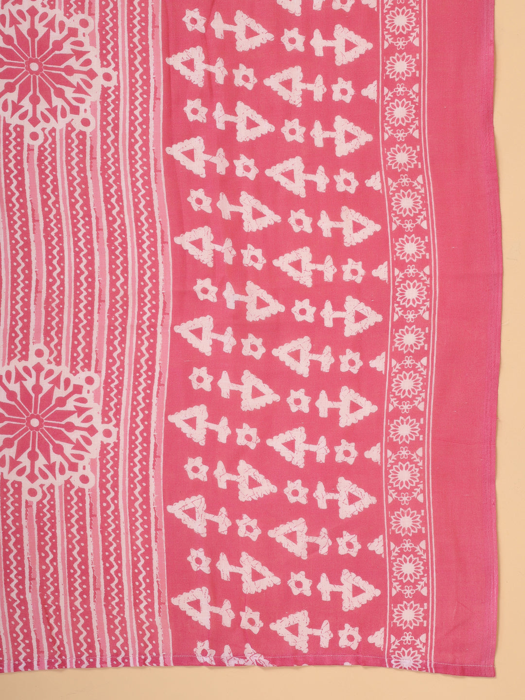 OJASWITA Pink Geometrical Print Kurti Set with Duppata