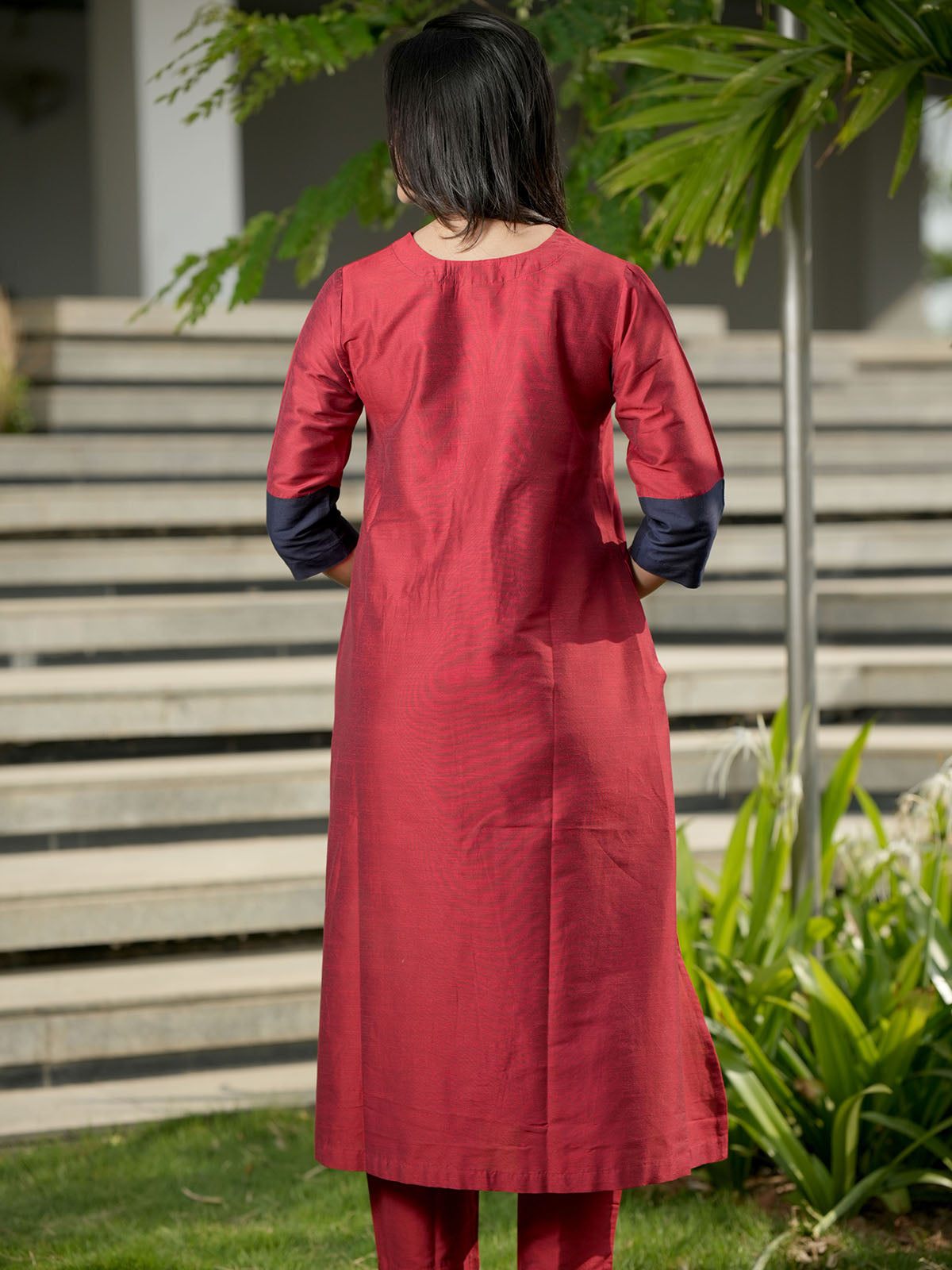 INAKSHINI Maroon Kurta with Straight Pant | Kurti Set for Woman