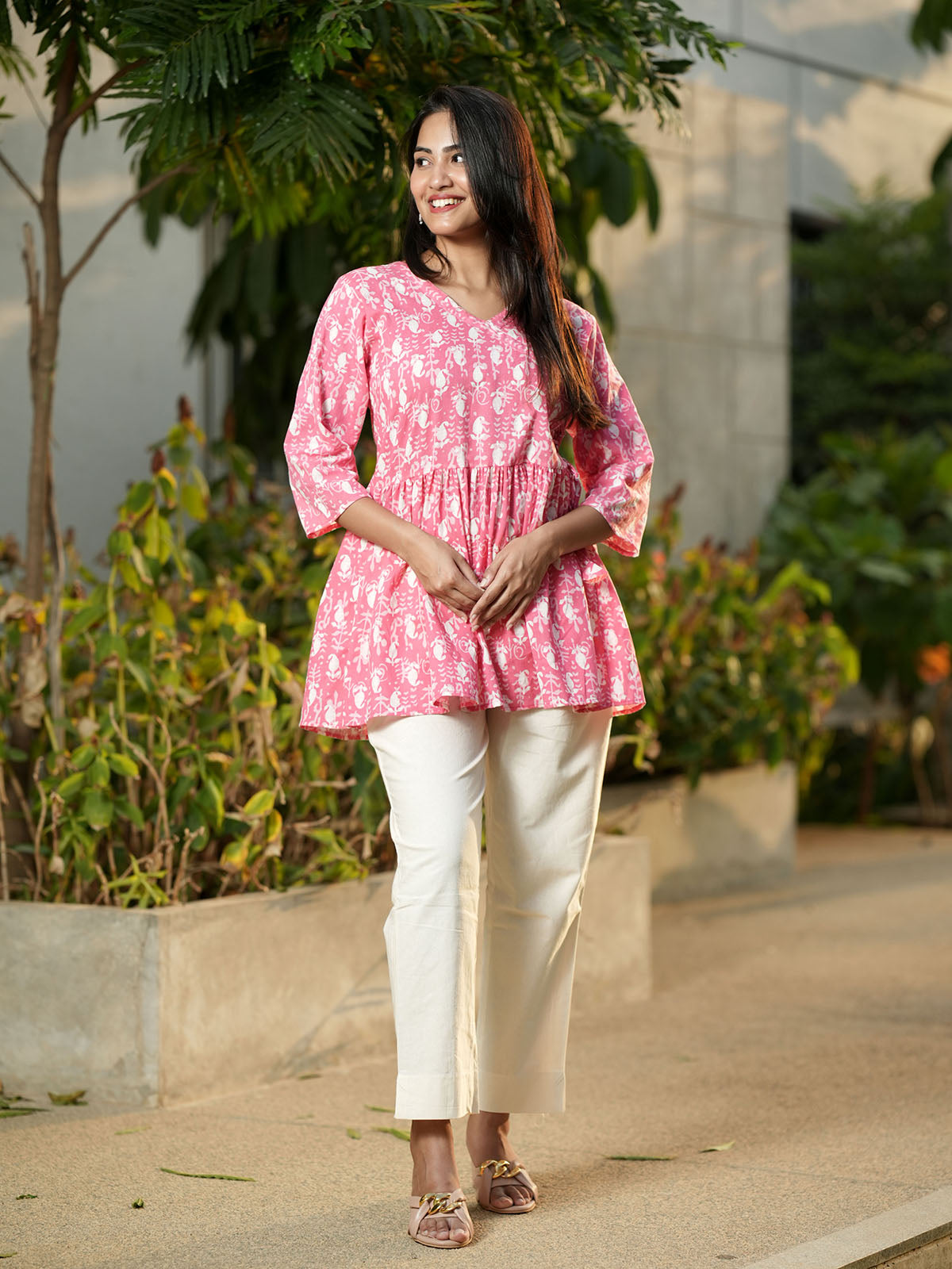 OJASWITA Pink Short Kurti