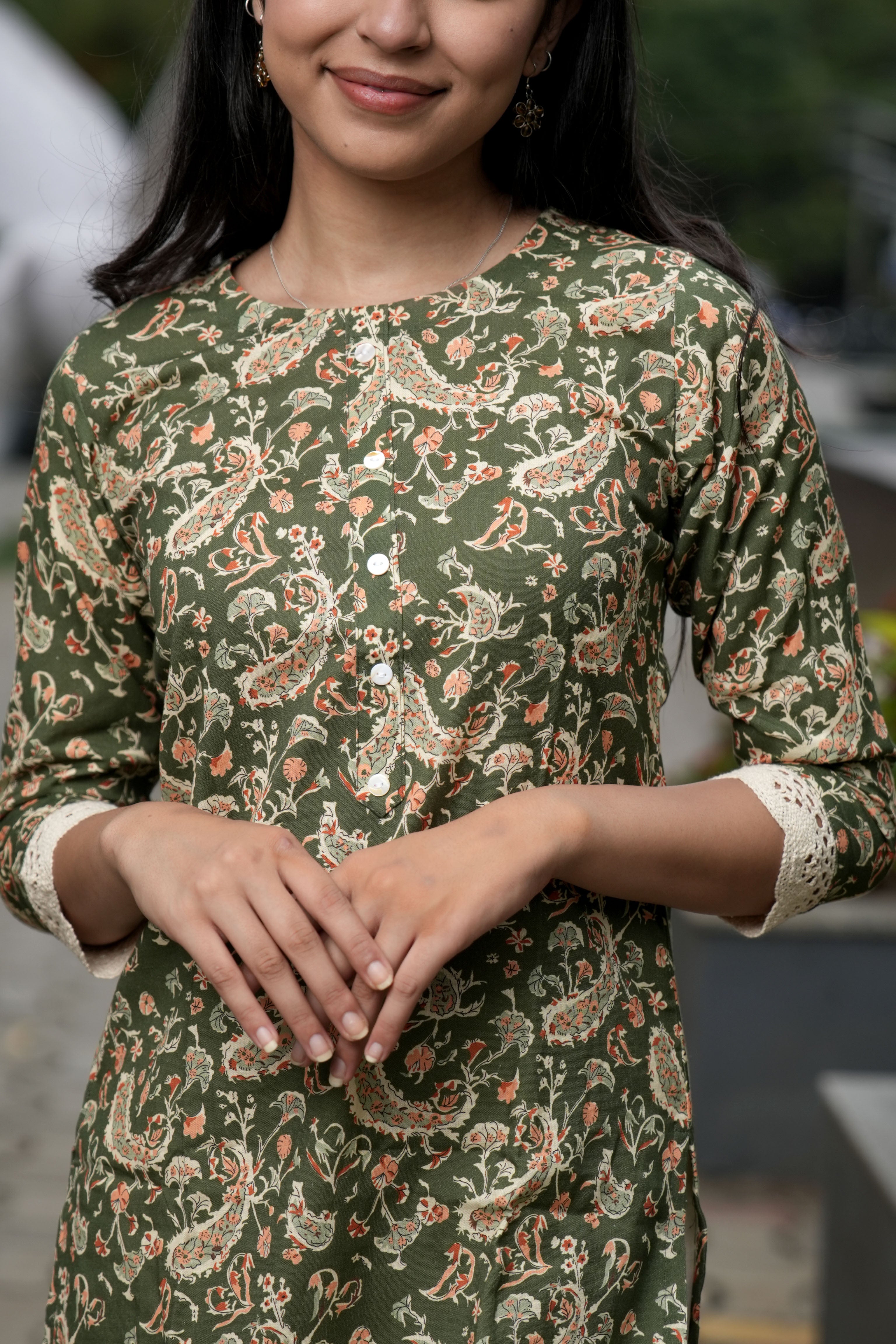 OJASWITA Green Paisley Kurti Set