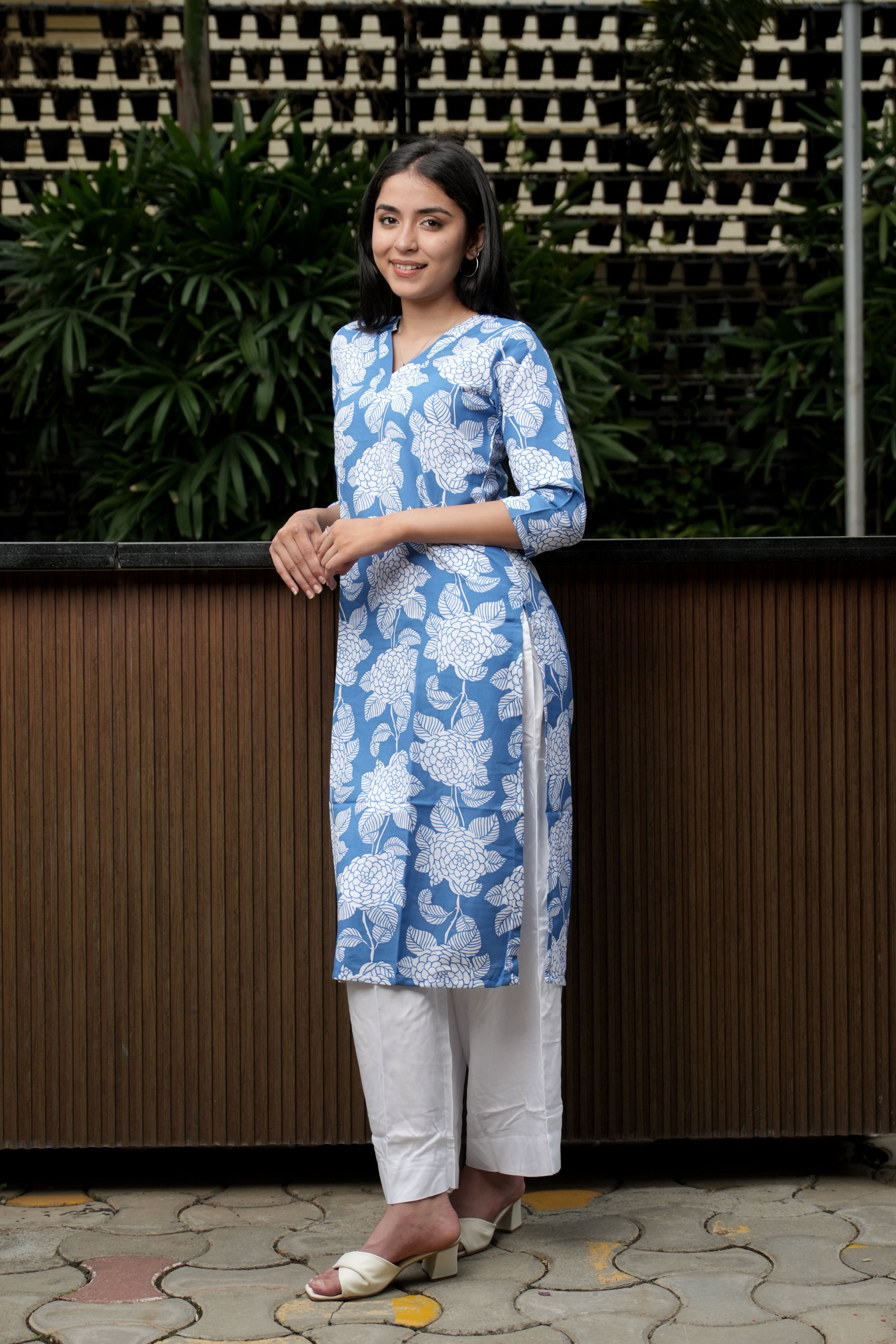 OJASWITA Blue & White Kurti