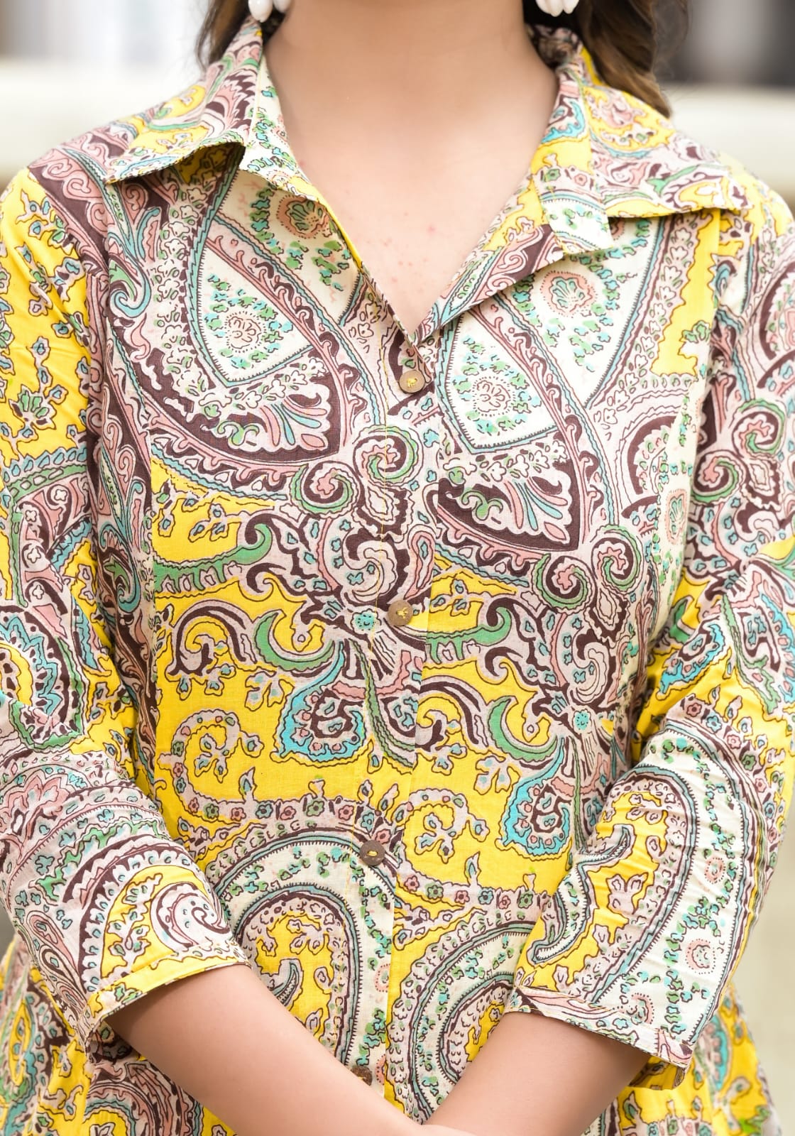 OJASWITA Yellow Paisley printed Kurti set