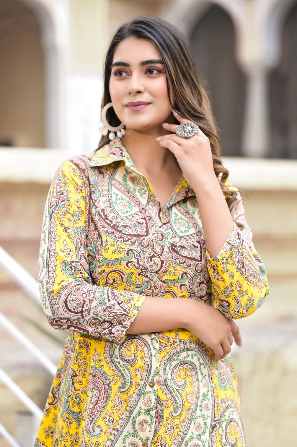 OJASWITA Yellow Paisley printed Kurti set