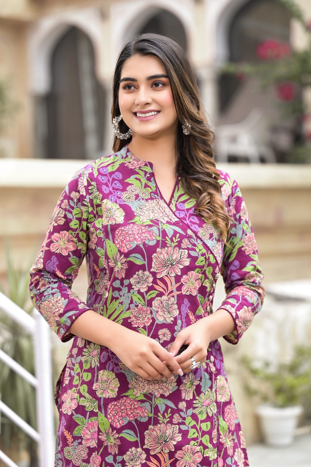 OJASWITA Angrakha Purple Kurti Set