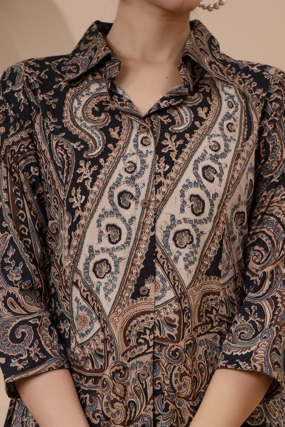 OJASWITA Brown Paisley printed Kurti set