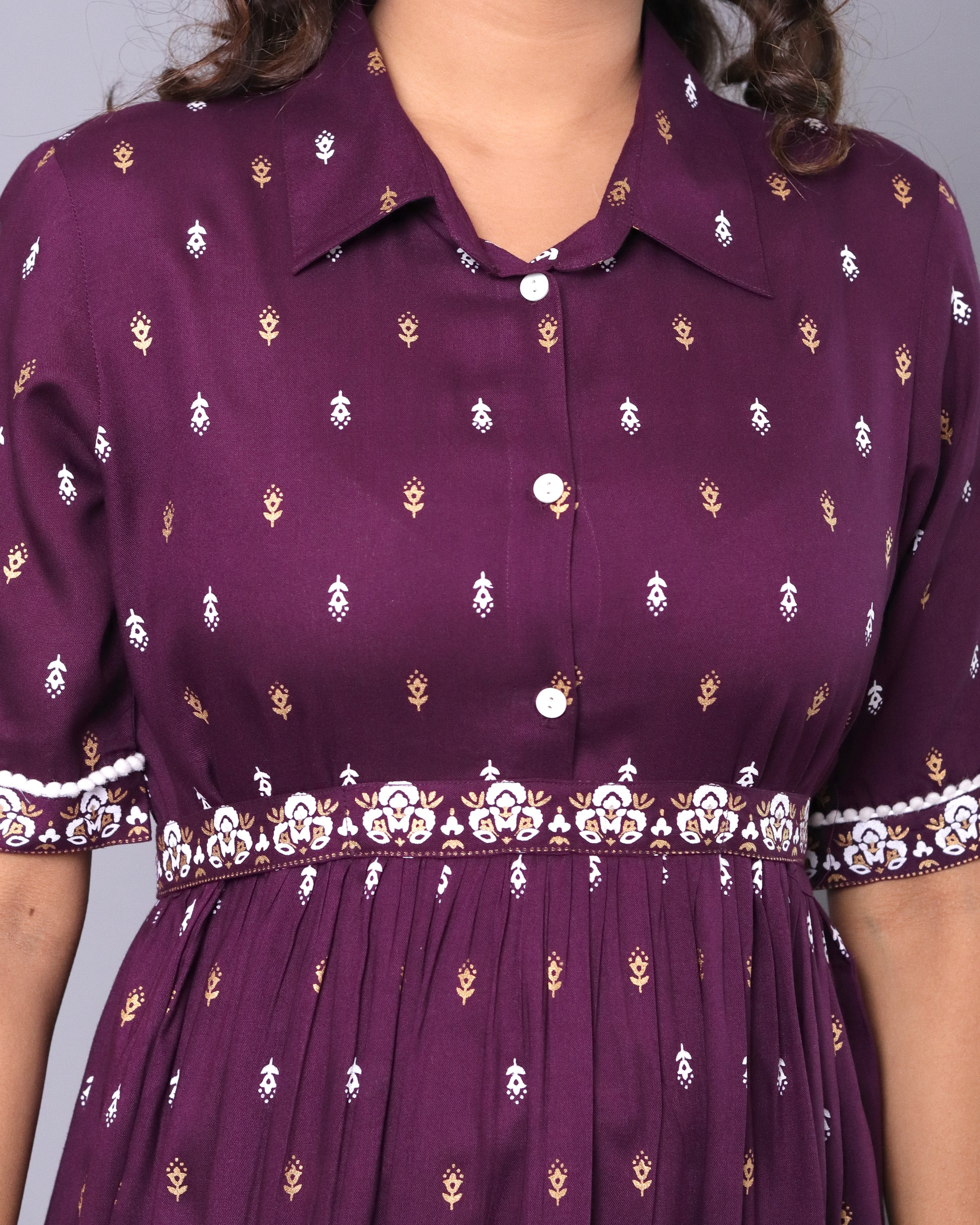 OJASWITA Purple Ethnic Motif Print Dress